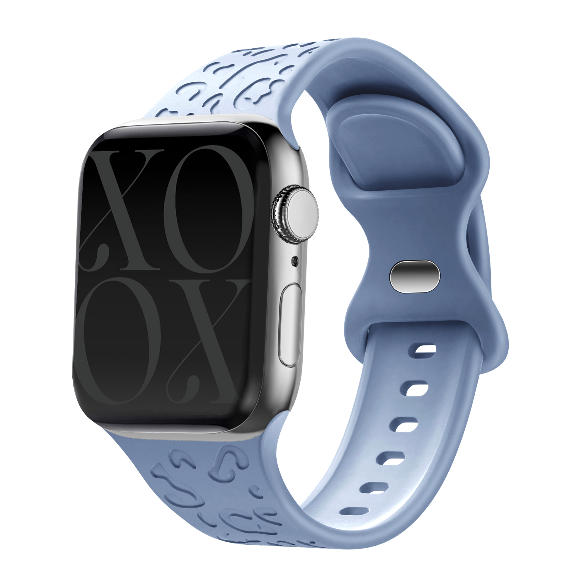 xoxo Wildhearts - Apple Watch siliconen bandje Leopard Print - light blue - 38/40/41/42mm