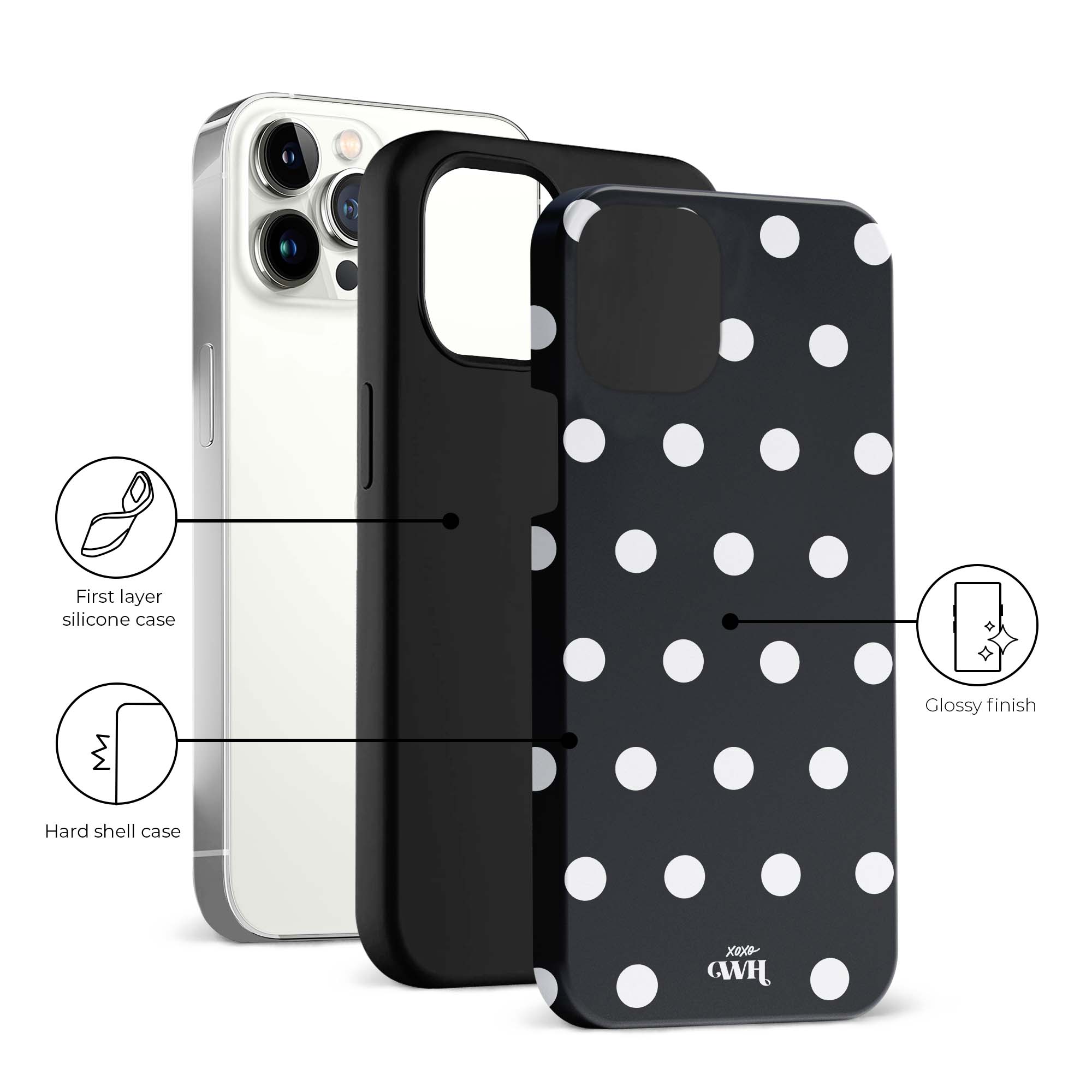 xoxo Wildhearts Polka Dots (Black) - iPhone 12 Pro