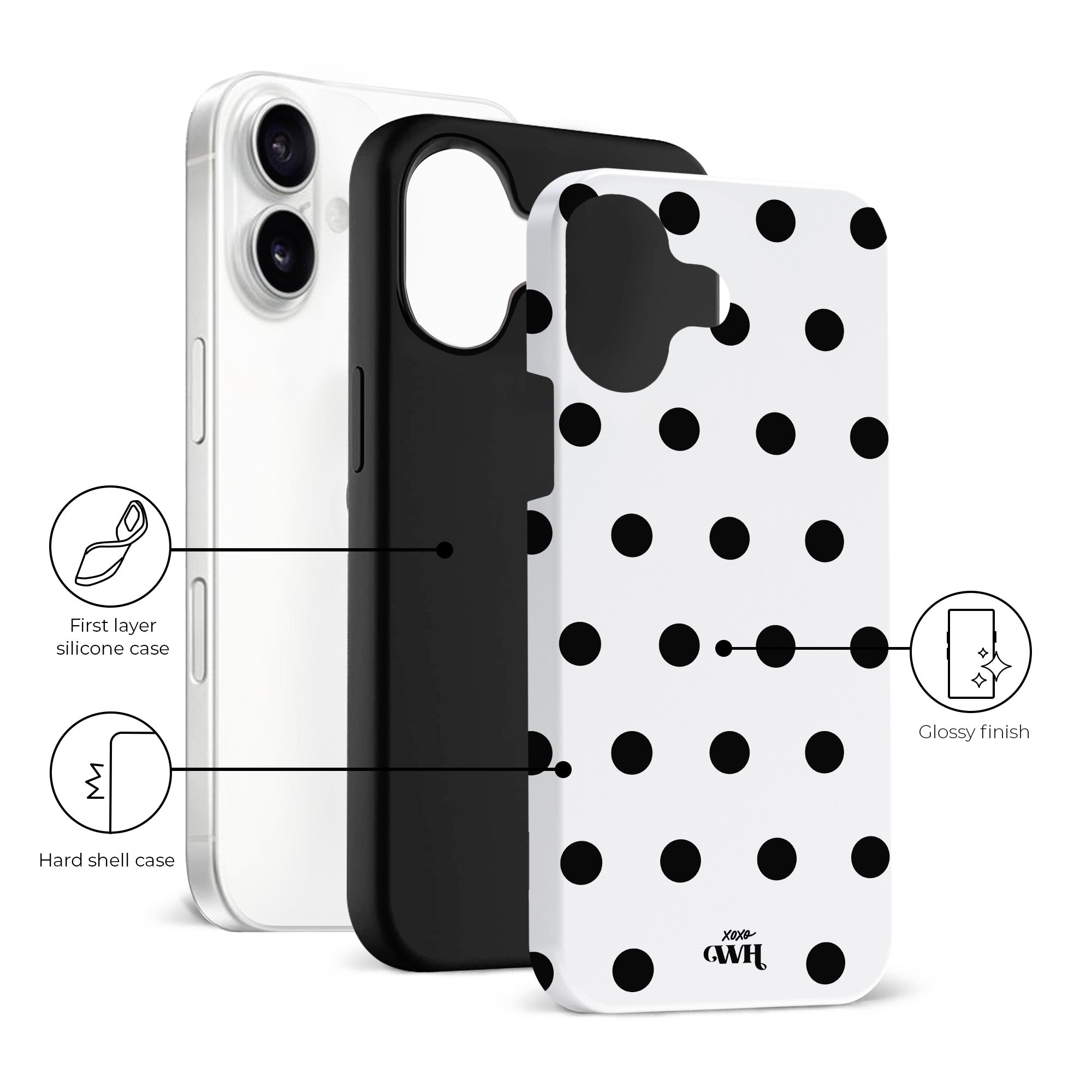 xoxo Wildhearts Polka Dots (White) - iPhone 16