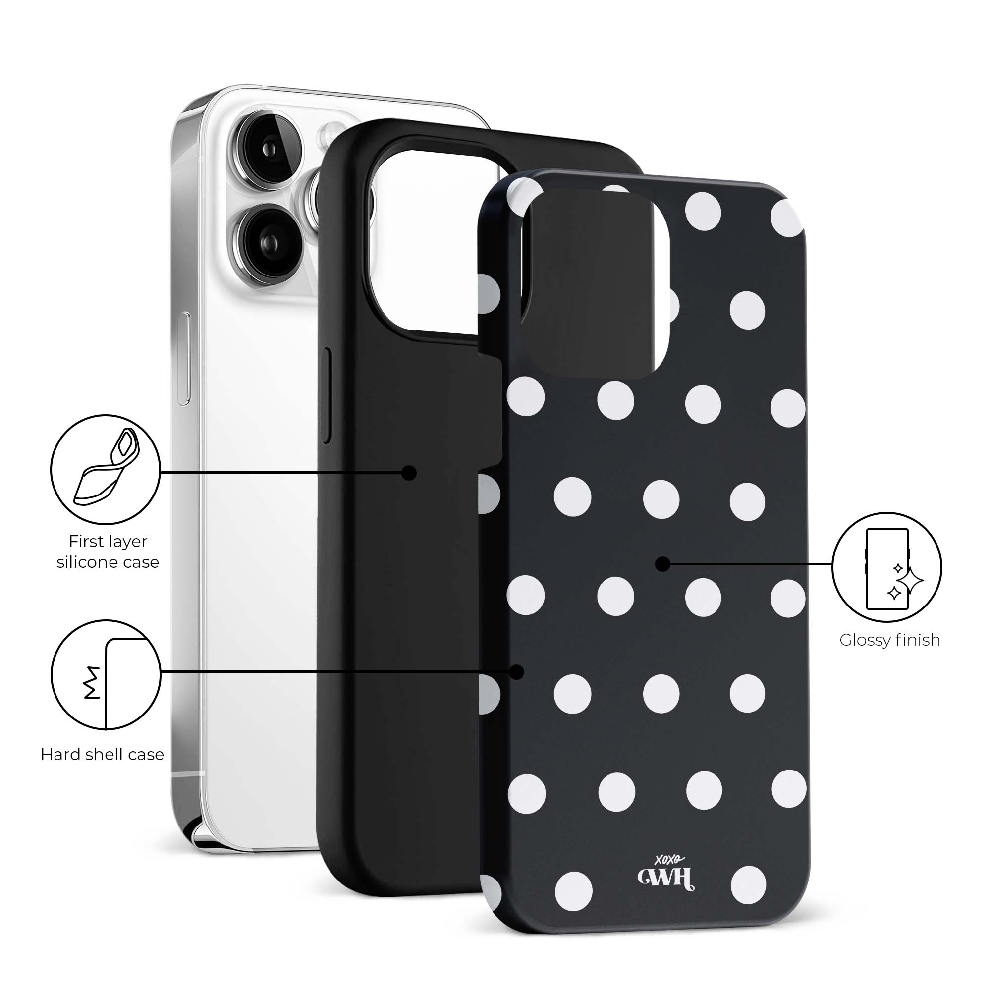 xoxo Wildhearts Polka Dots (Black) - iPhone 13 Pro