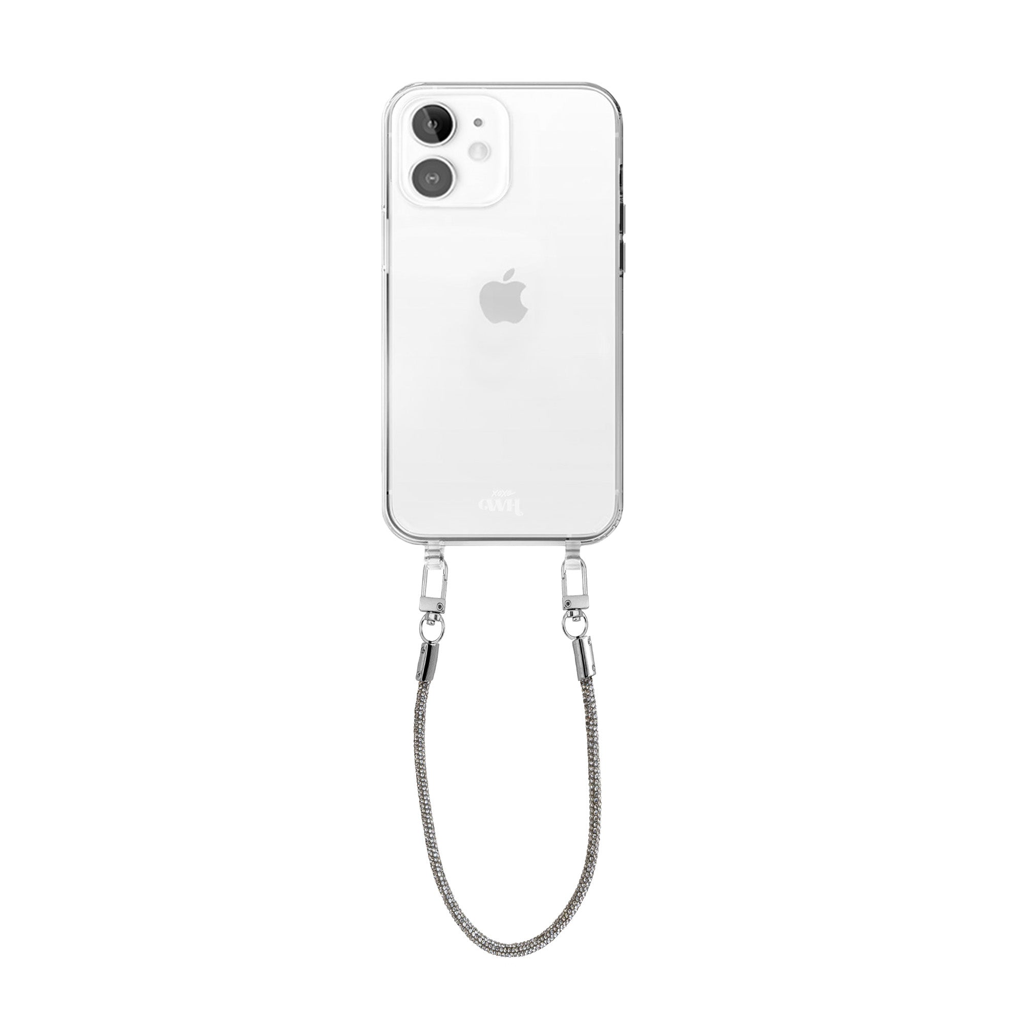 xoxo Wildhearts - iPhone 12 - Silver Diamonds Transparant Cord Case