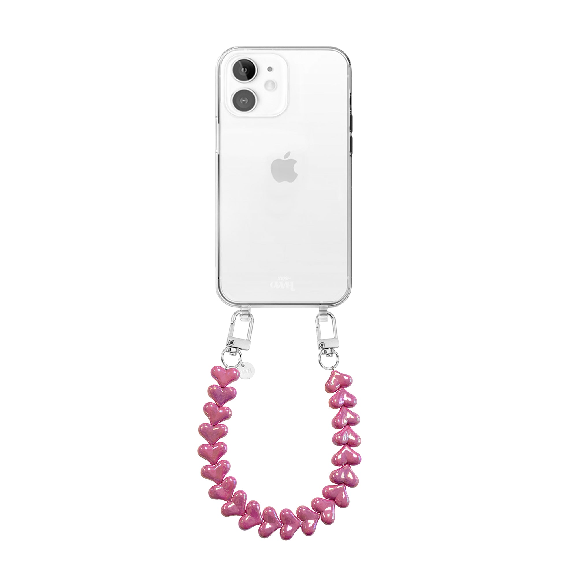 xoxo Wildhearts iPhone 11 - Funky Hearts (Fuchia Metal) Transparant Cord Case