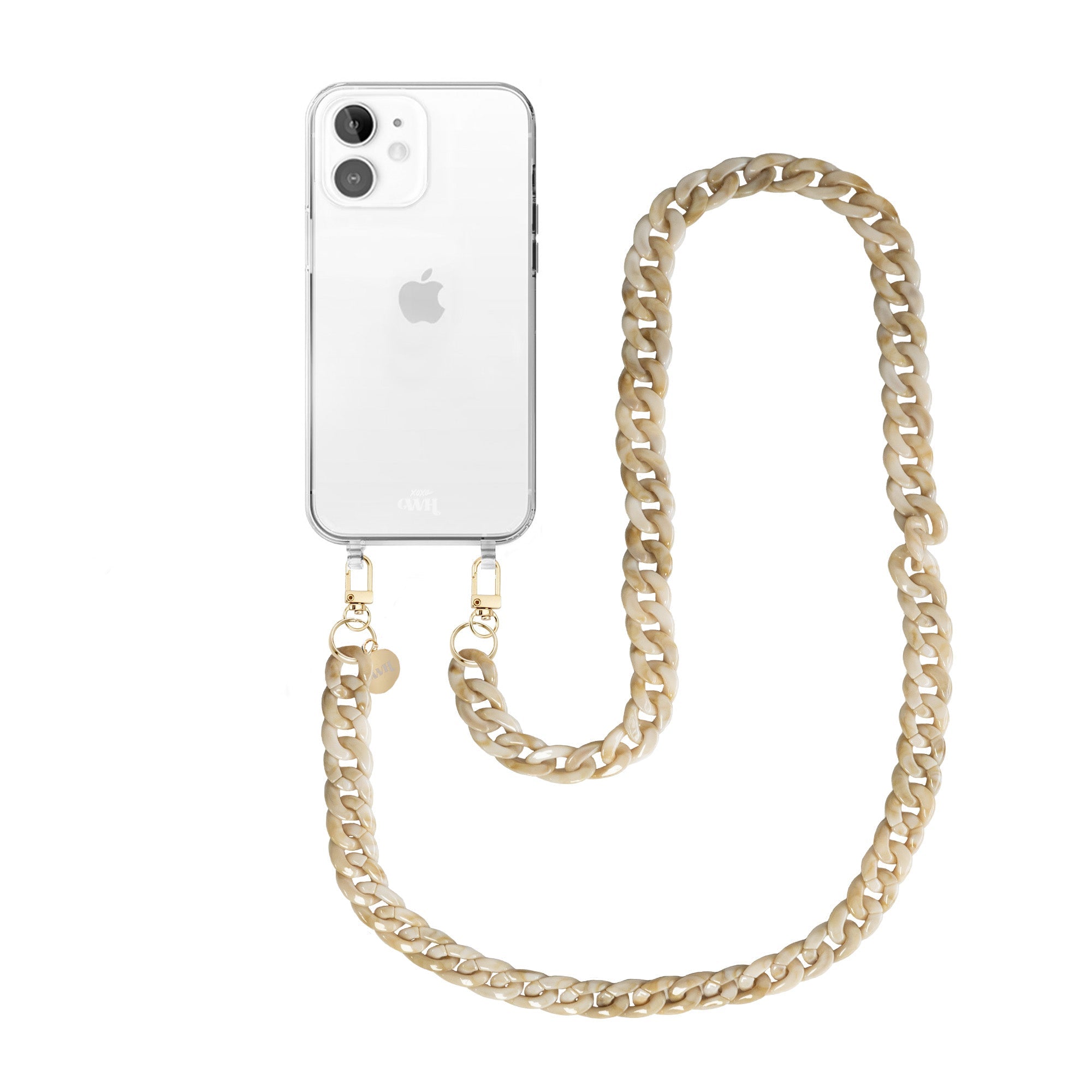 xoxo Wildhearts - iPhone 11 - Cream Latte Transparant Cord Case - Long Cord