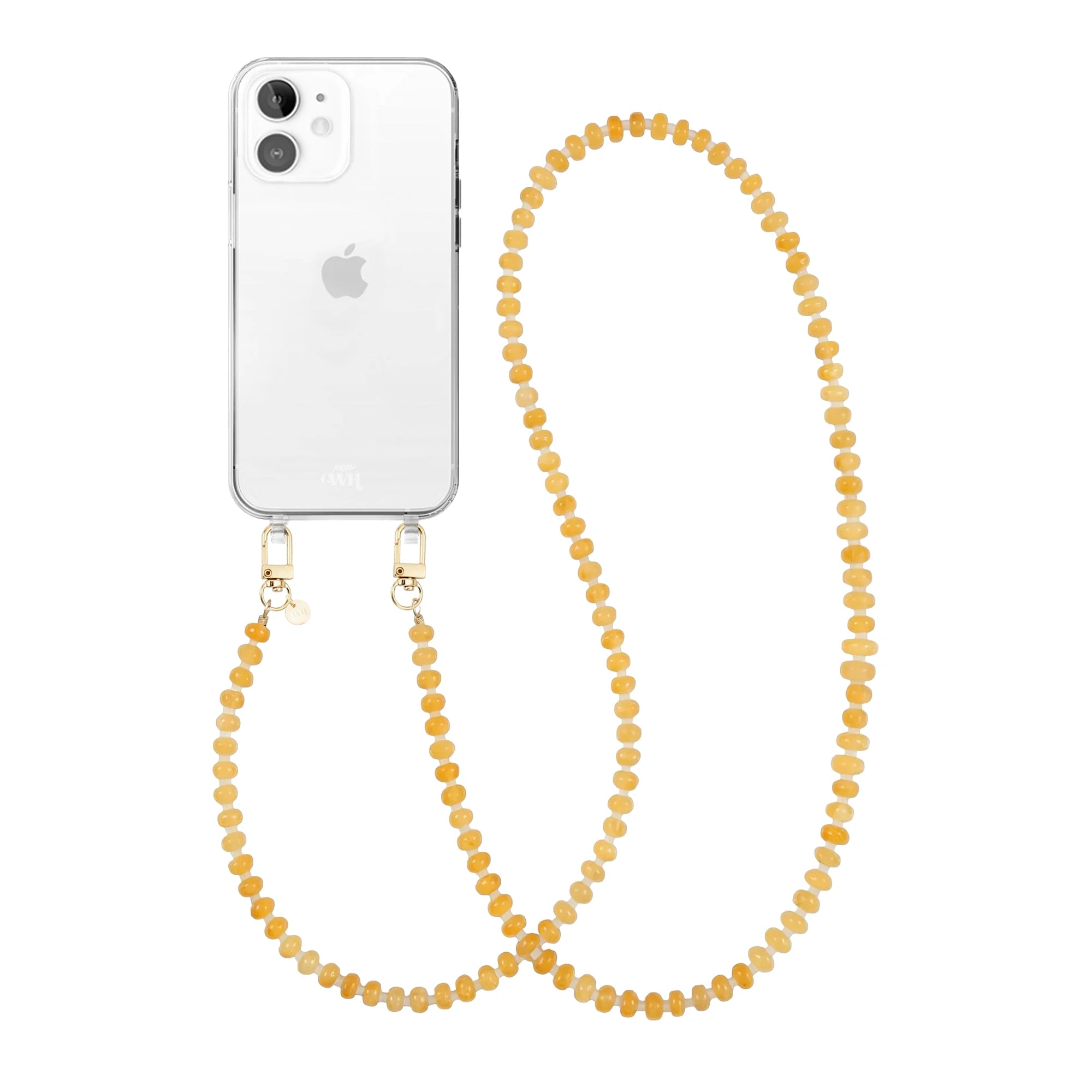 Dusty Yellow (long) Transparant Cord Case - iPhone 12