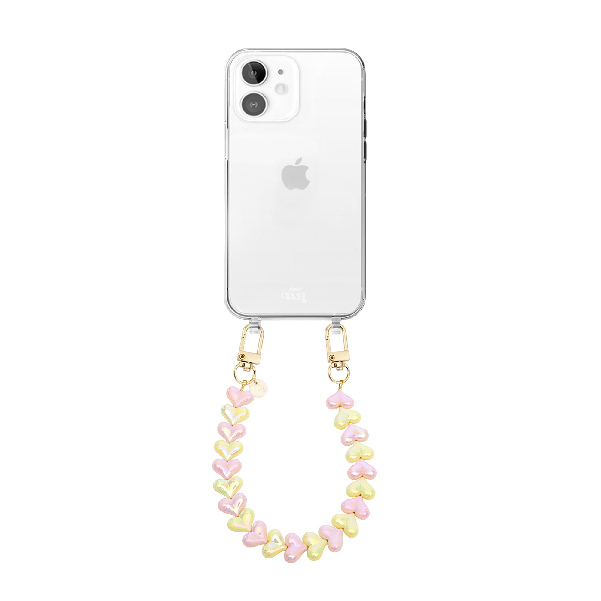 xoxo Wildhearts iPhone 11 - Funky Hearts (Pink & Yellow Metallic) Transparant Cord Case