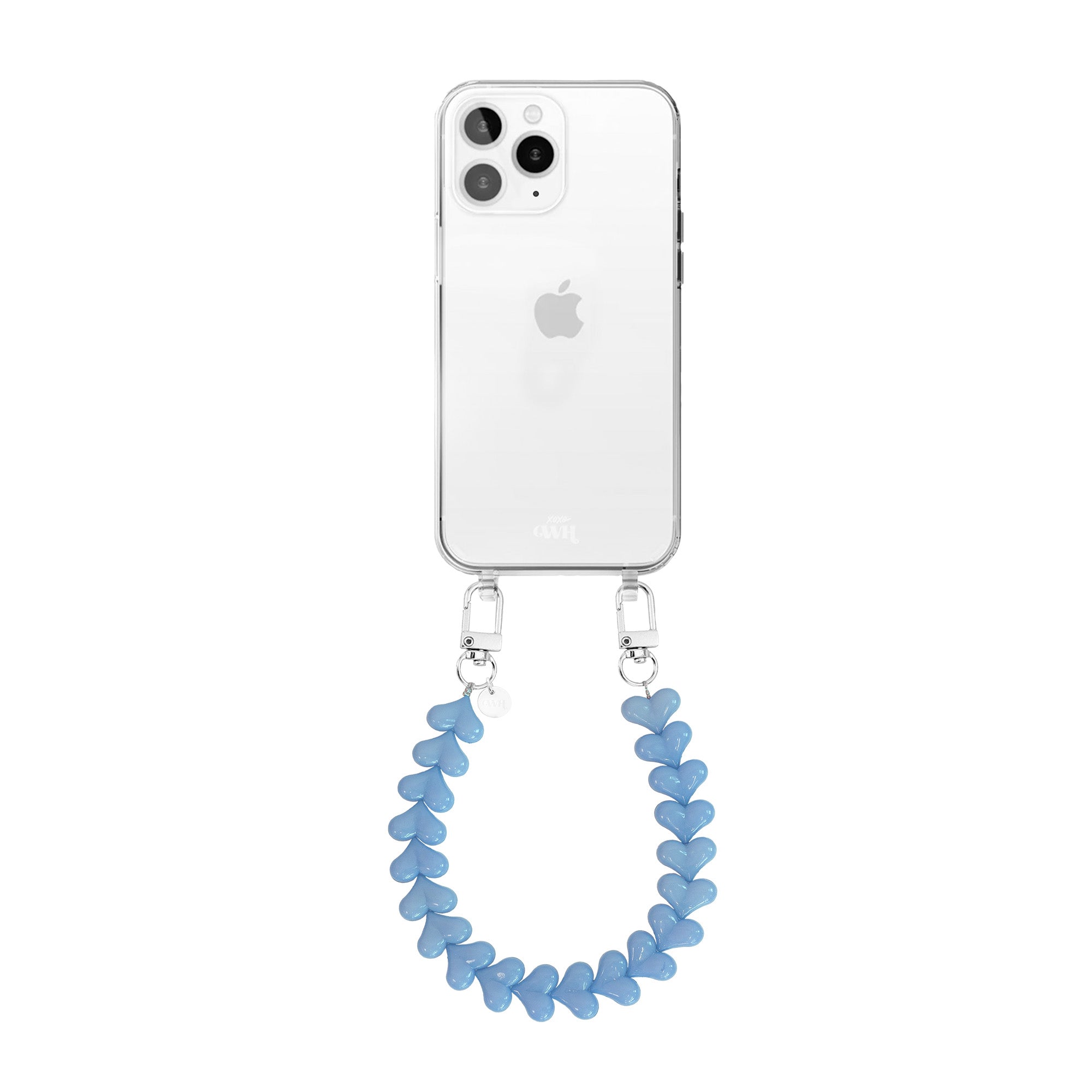xoxo Wildhearts - iPhone 11 Pro - Funky Hearts (Light Blue) Transparant Cord Case