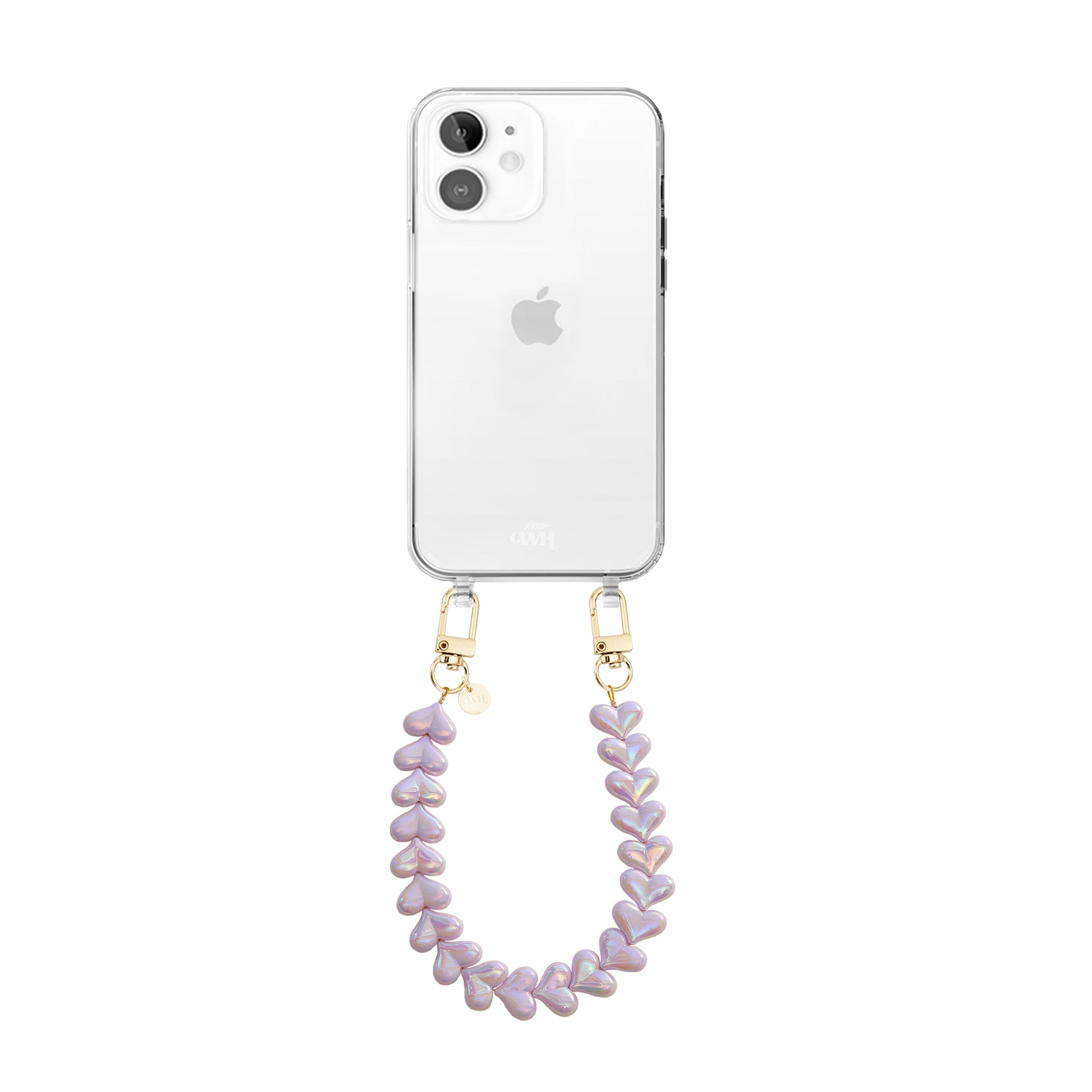 xoxo Wildhearts iPhone 11 - Funky Hearts (Purple Metallic) Transparant Cord Case