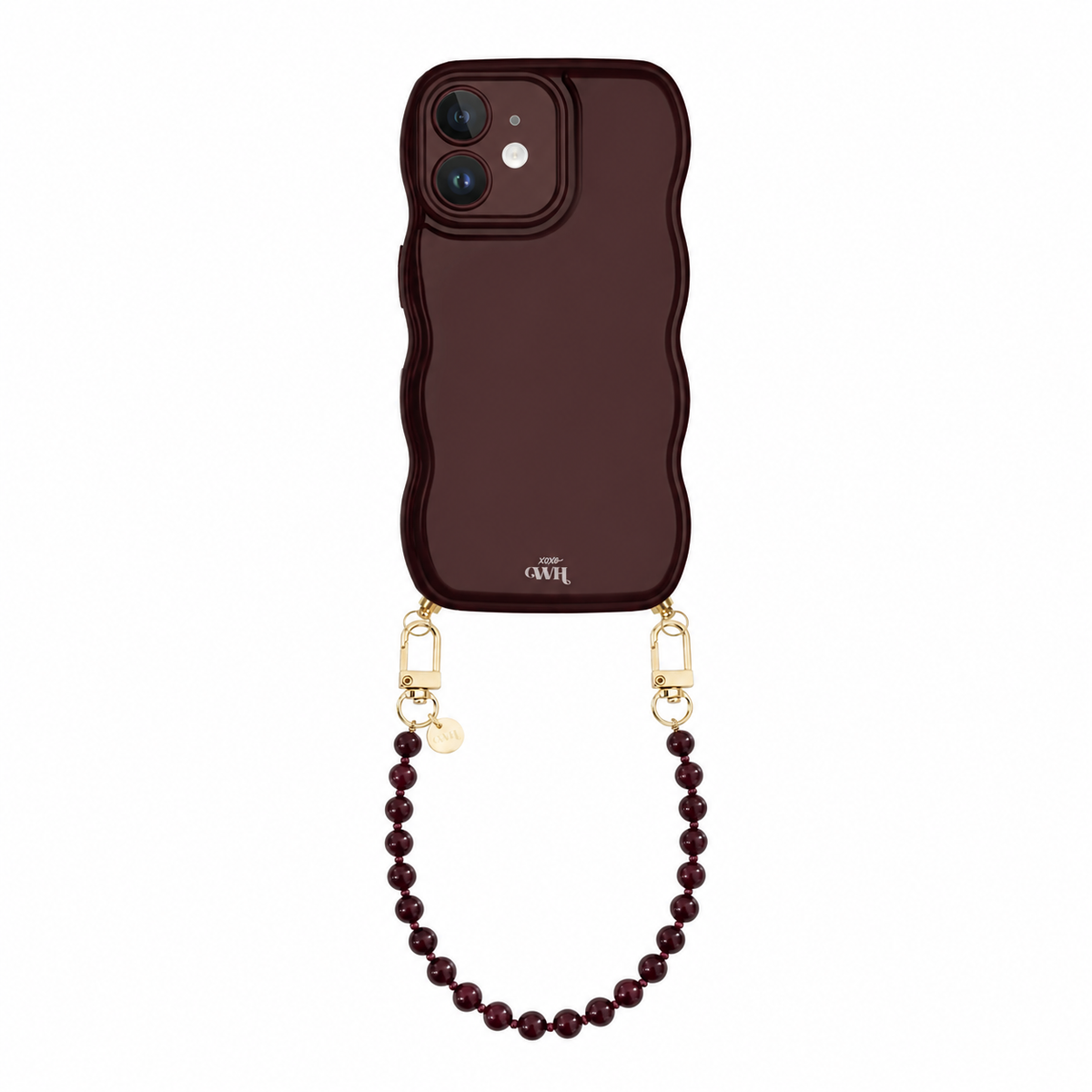 Glossy Wavy Cord Case Burgundy - Muse Cord (short) - iPhone 11
