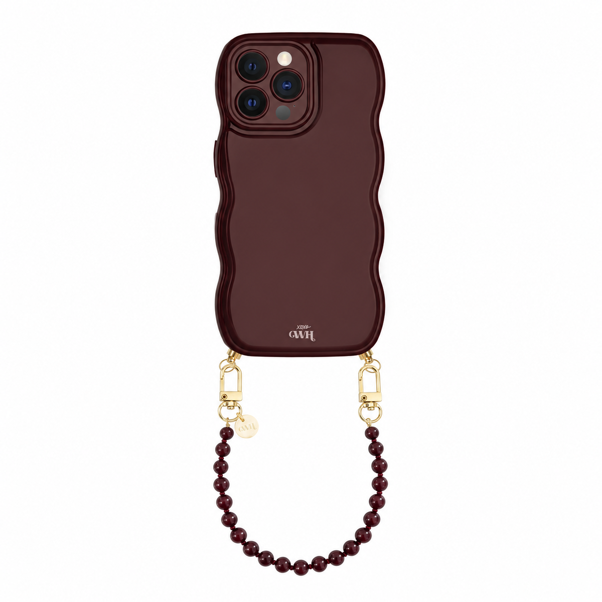 Glossy Wavy Cord Case Burgundy - Muse Cord (short) - iPhone 12 Pro