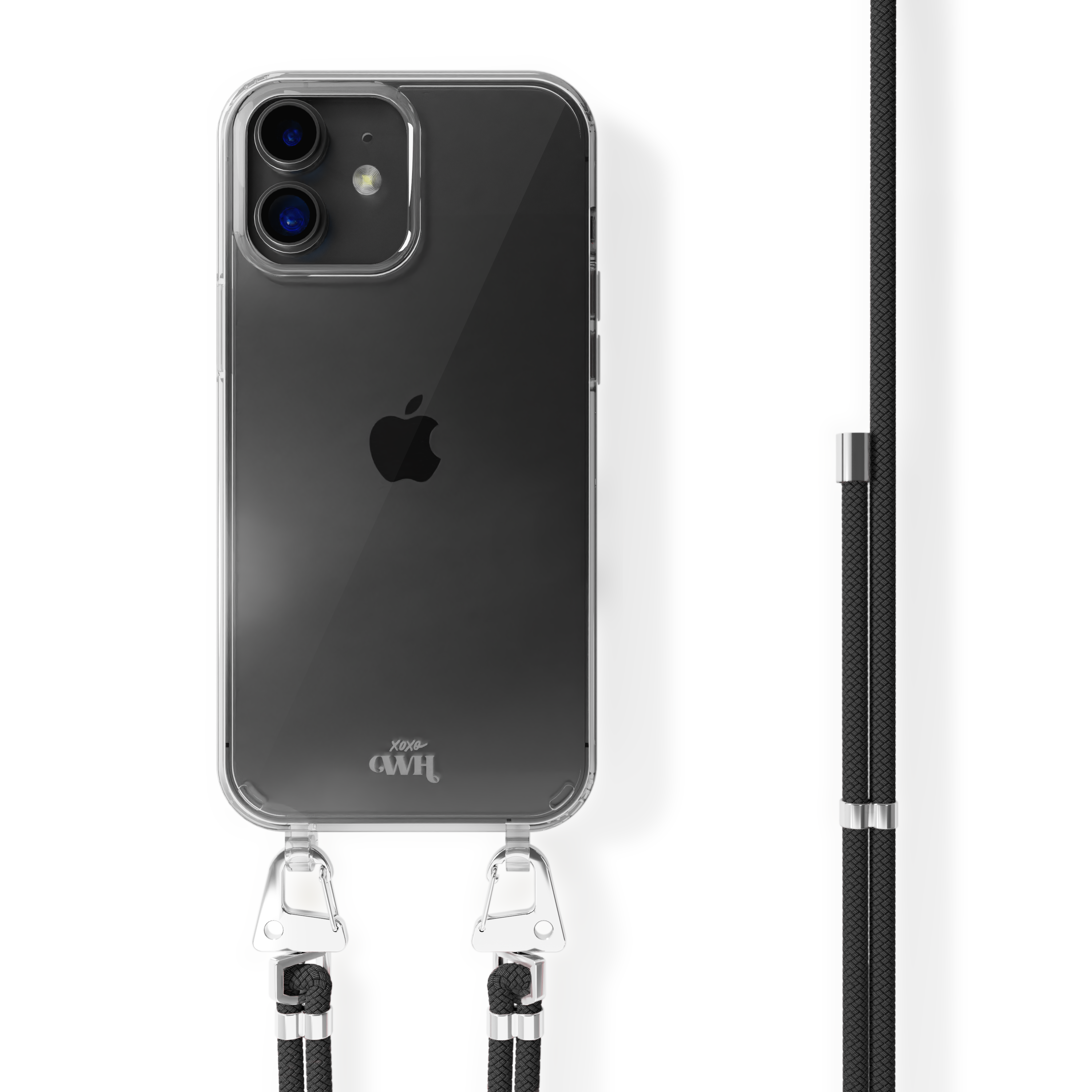 xoxo Wildhearts - iPhone 13 mini - Wildhearts Transparante case + Zwarte koord