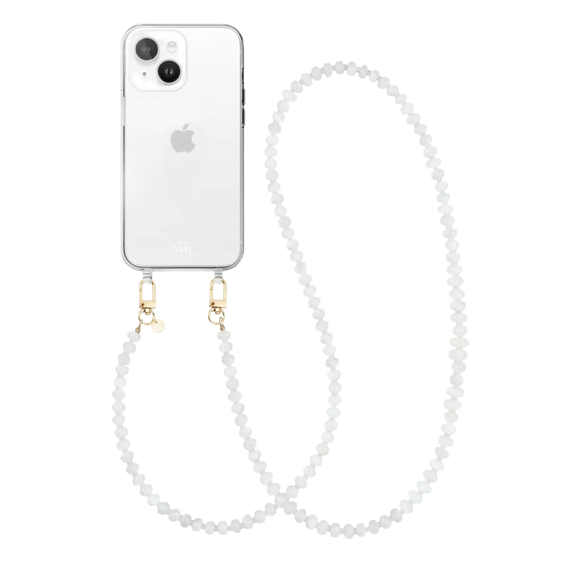 Dusty White (long) Transparant Cord Case - iPhone 14 Plus