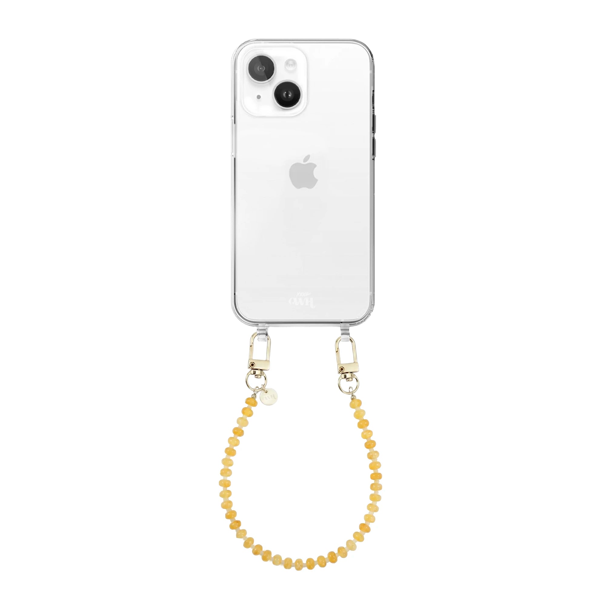 Dusty Yellow (short) Transparant Cord Case - iPhone 14 Plus