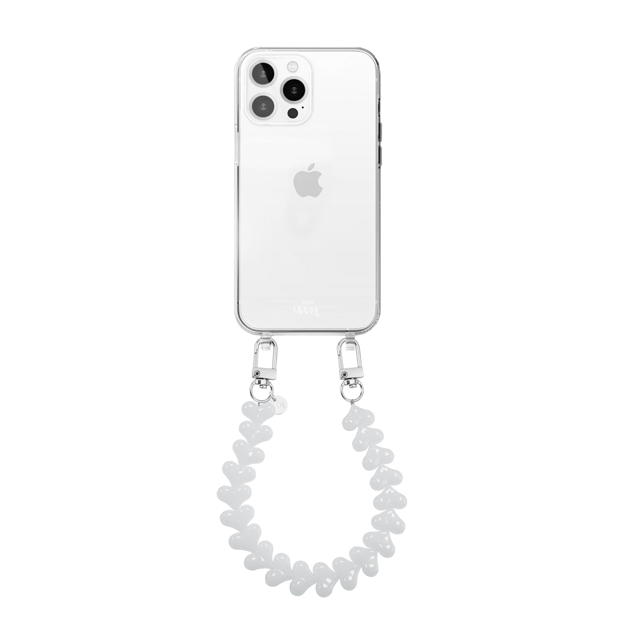 xoxo Wildhearts iPhone 13 Pro - Funky Hearts (White) Transparant Cord Case