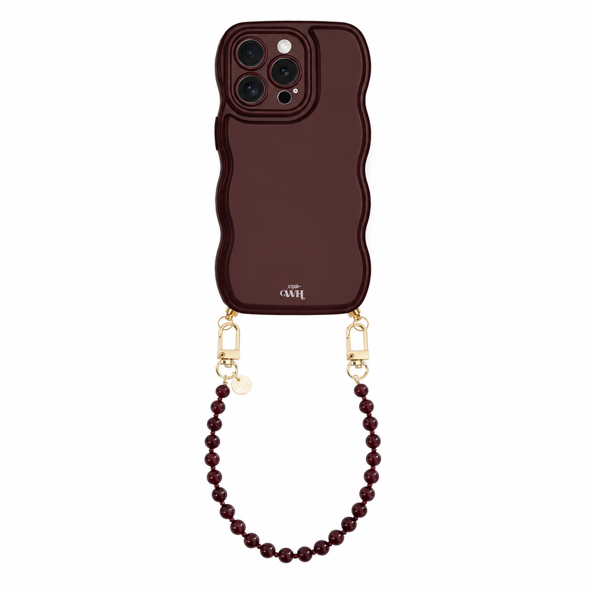 Glossy Wavy Cord Case Burgundy - Muse Cord (short) - iPhone 13 Pro