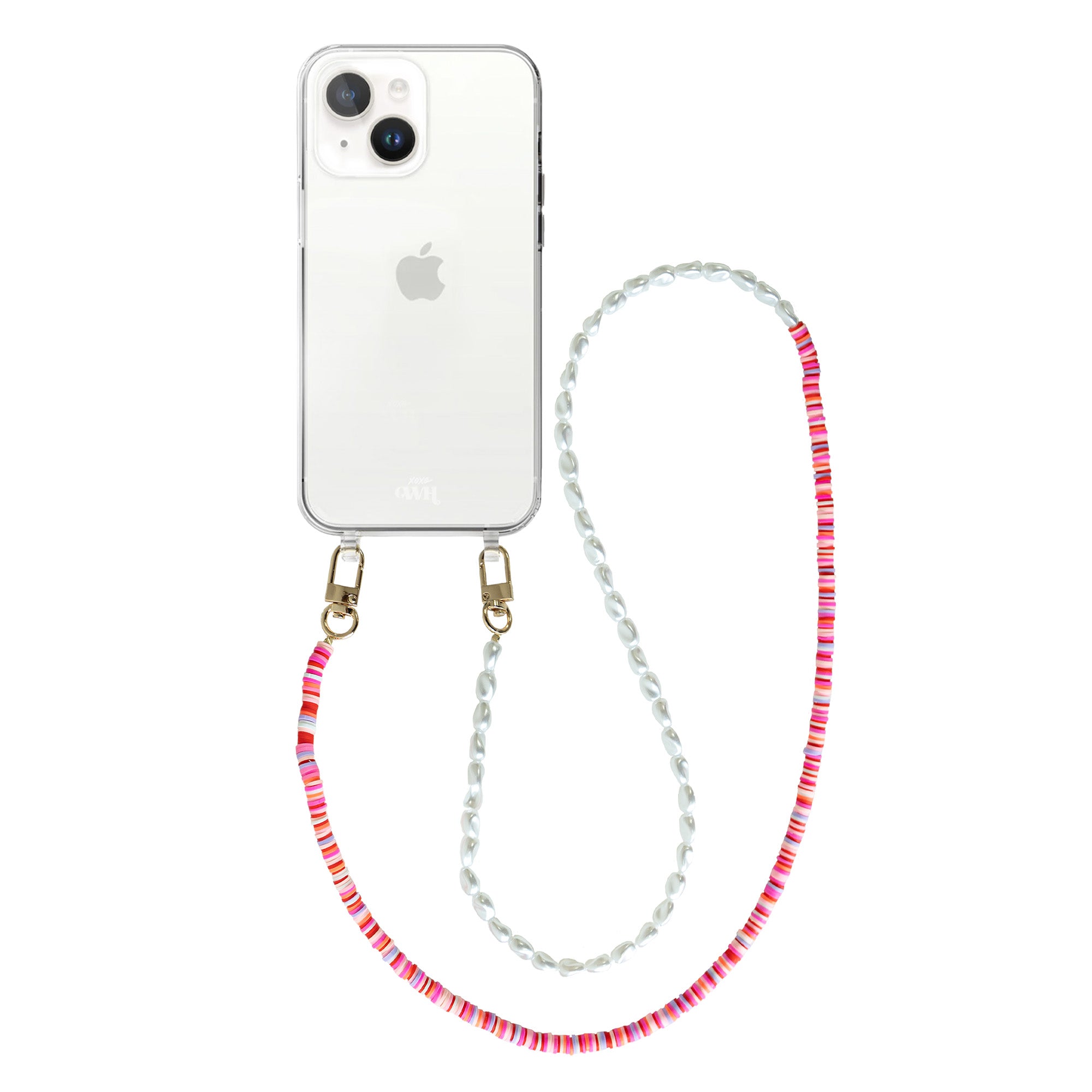xoxo Wildhearts - iPhone 14 Plus - Island Girl Transparant Cord Case - Long Cord