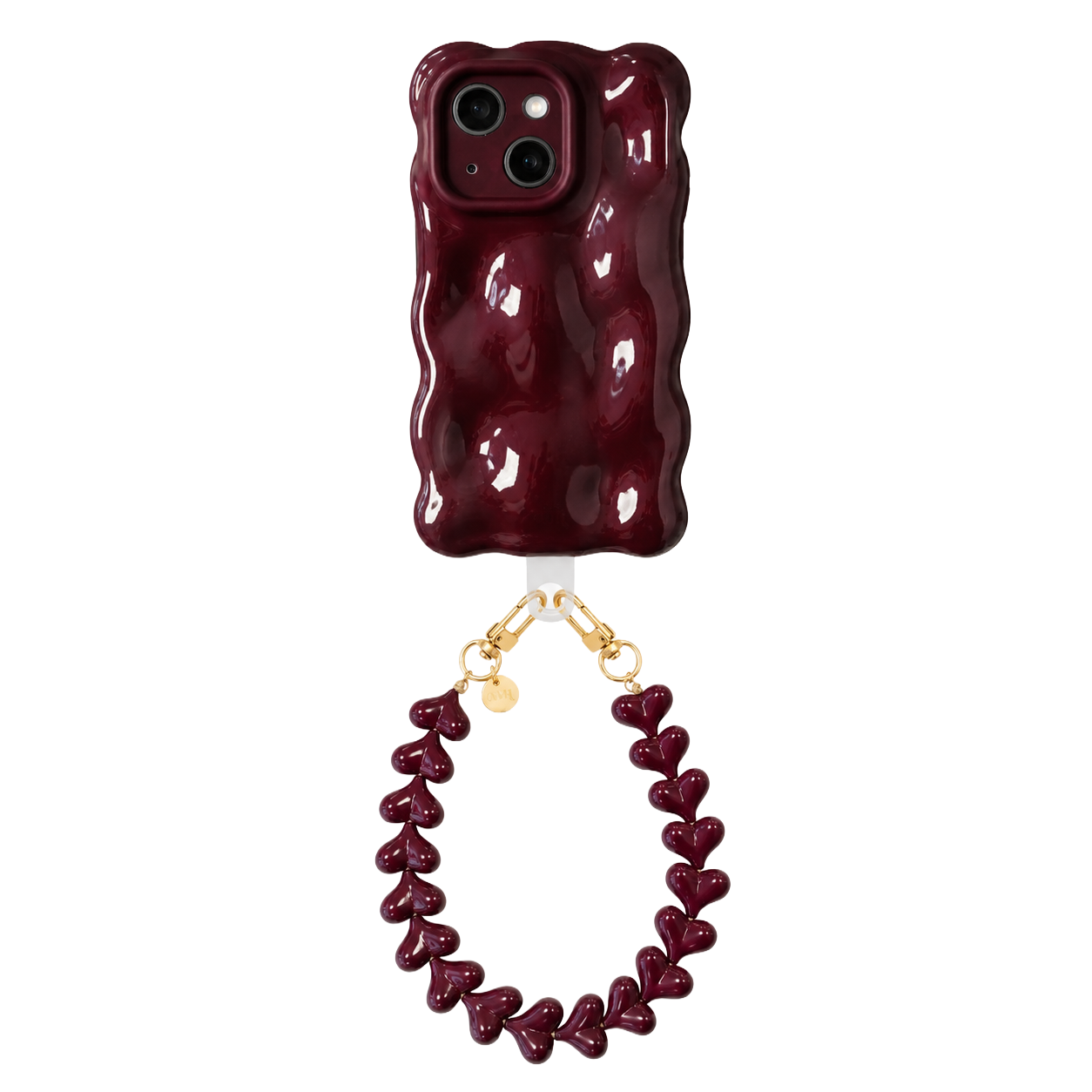 Bubbly case Burgundy - Funky Hearts Cord (Burgundy) - iPhone 13