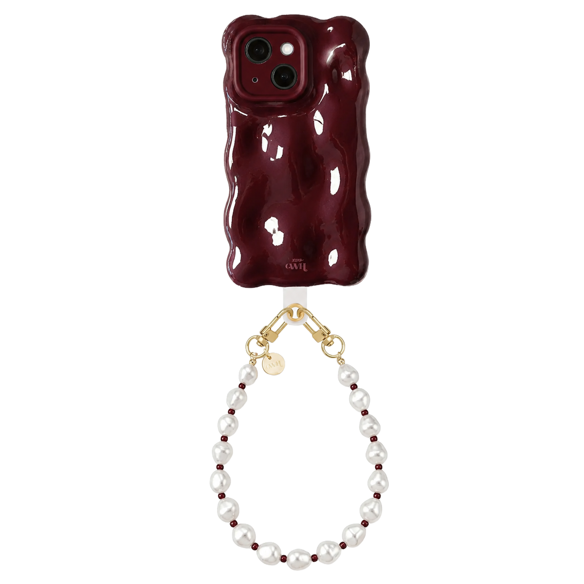 Bubbly case Burgundy - Burgundy Pearl Cord (short) - iPhone 13