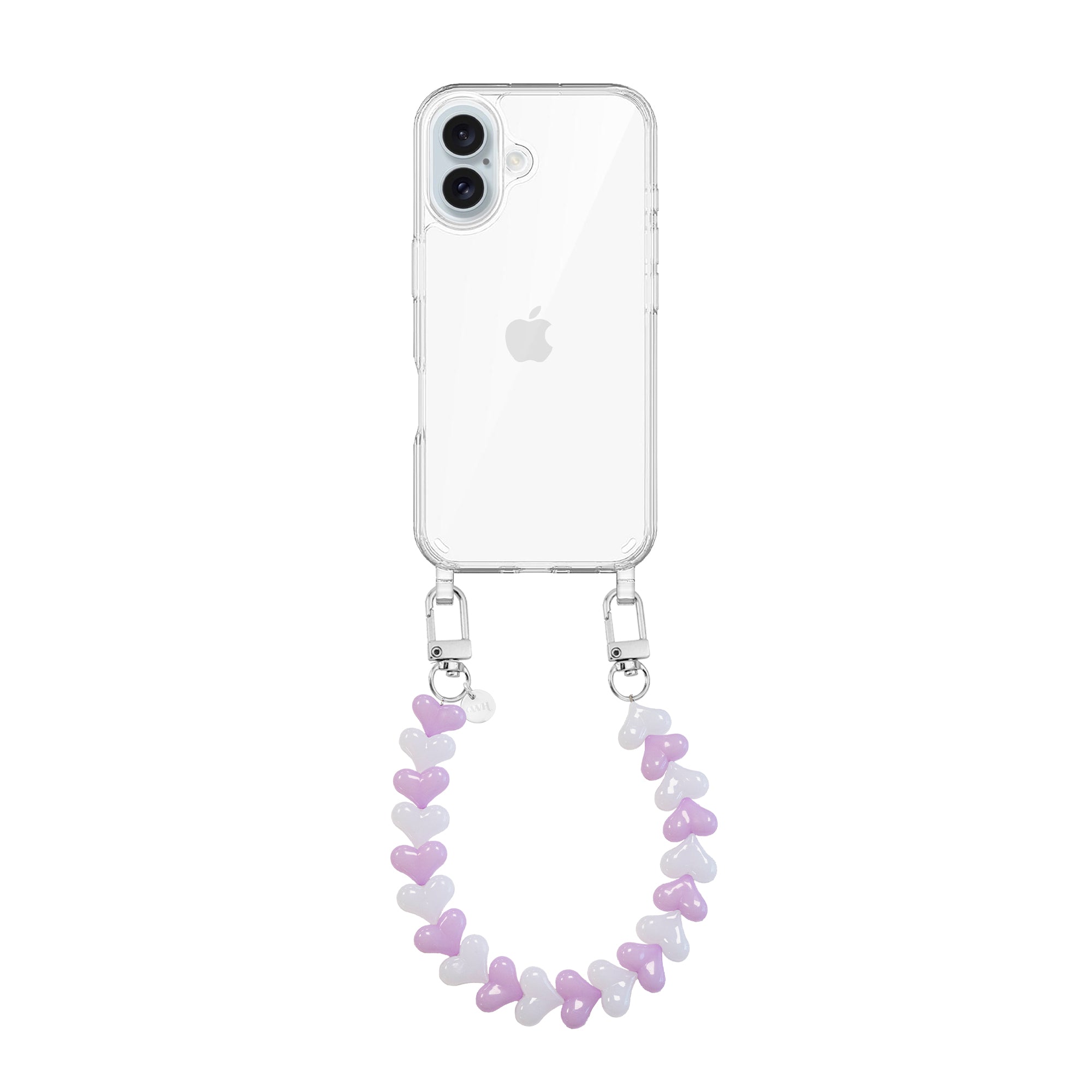 xoxo Wildhearts iPhone 16 - Funky Hearts (Pink & White) Transparant Cord Case