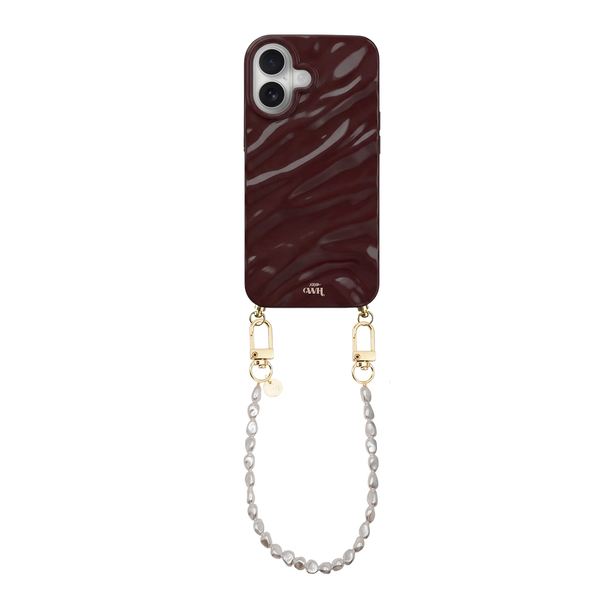 iPhone 16 - Burgundy Glaze Cord Case - Pearlfection (short)