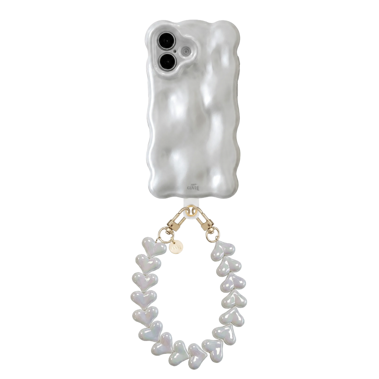 Bubbly case White - Funky Hearts Cord (White metallic) - iPhone 17