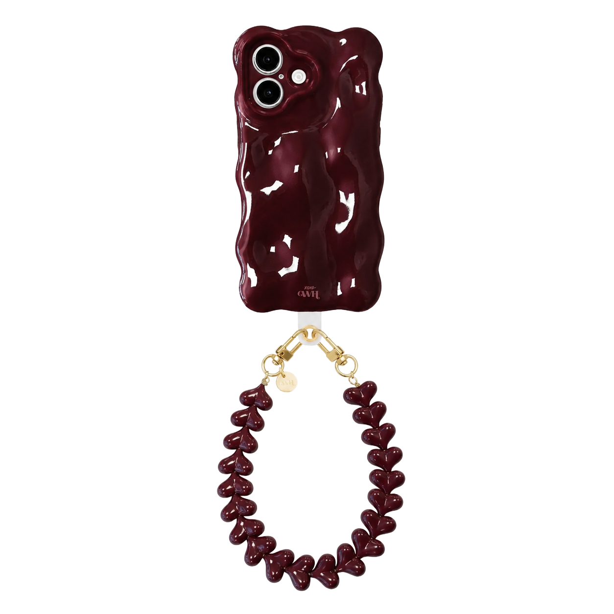 Bubbly case Burgundy - Funky Hearts Cord (Burgundy) - iPhone 16