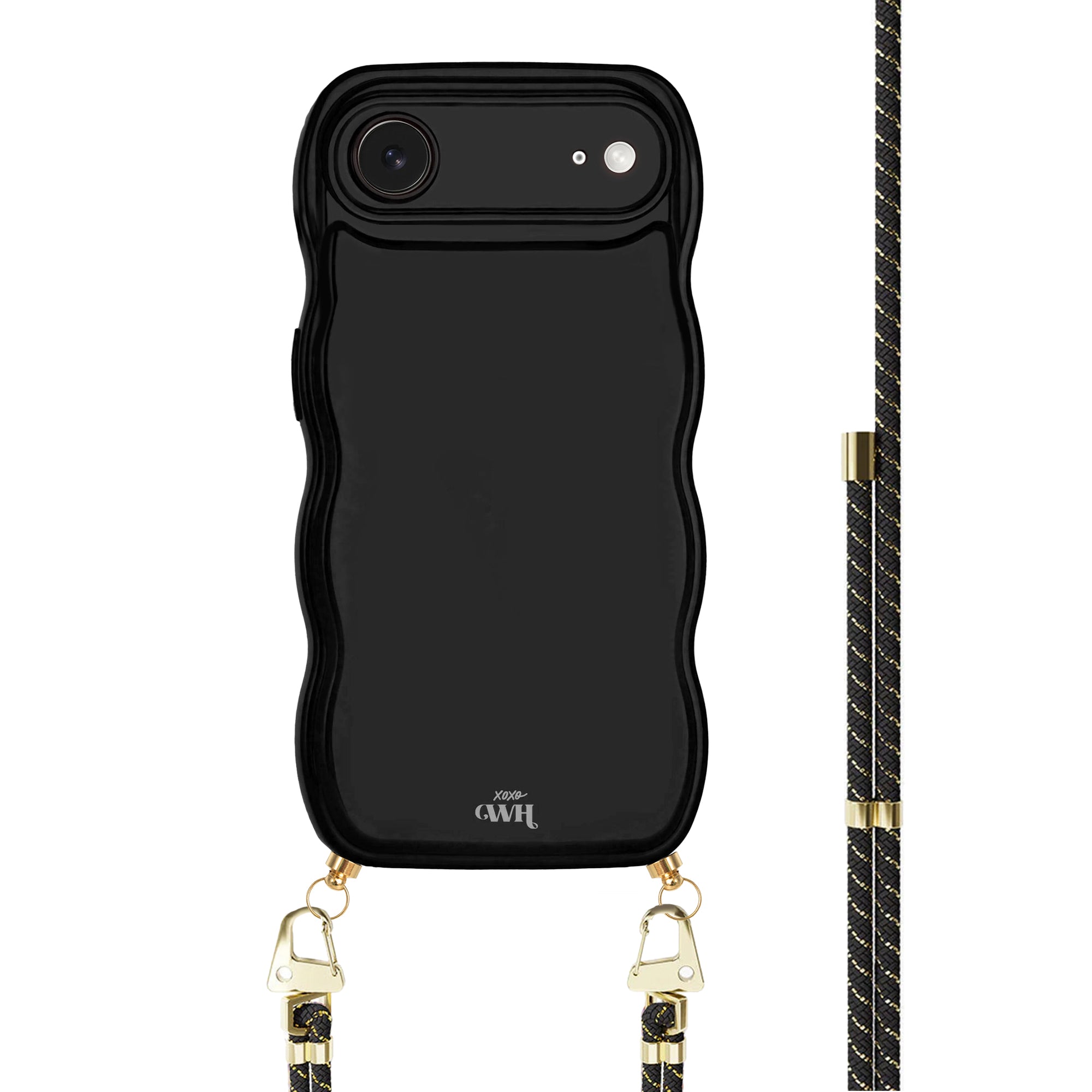 xoxo Wildhearts Glossy Wavy Cord Case Black - Gold Goddess - iPhone 17 Air