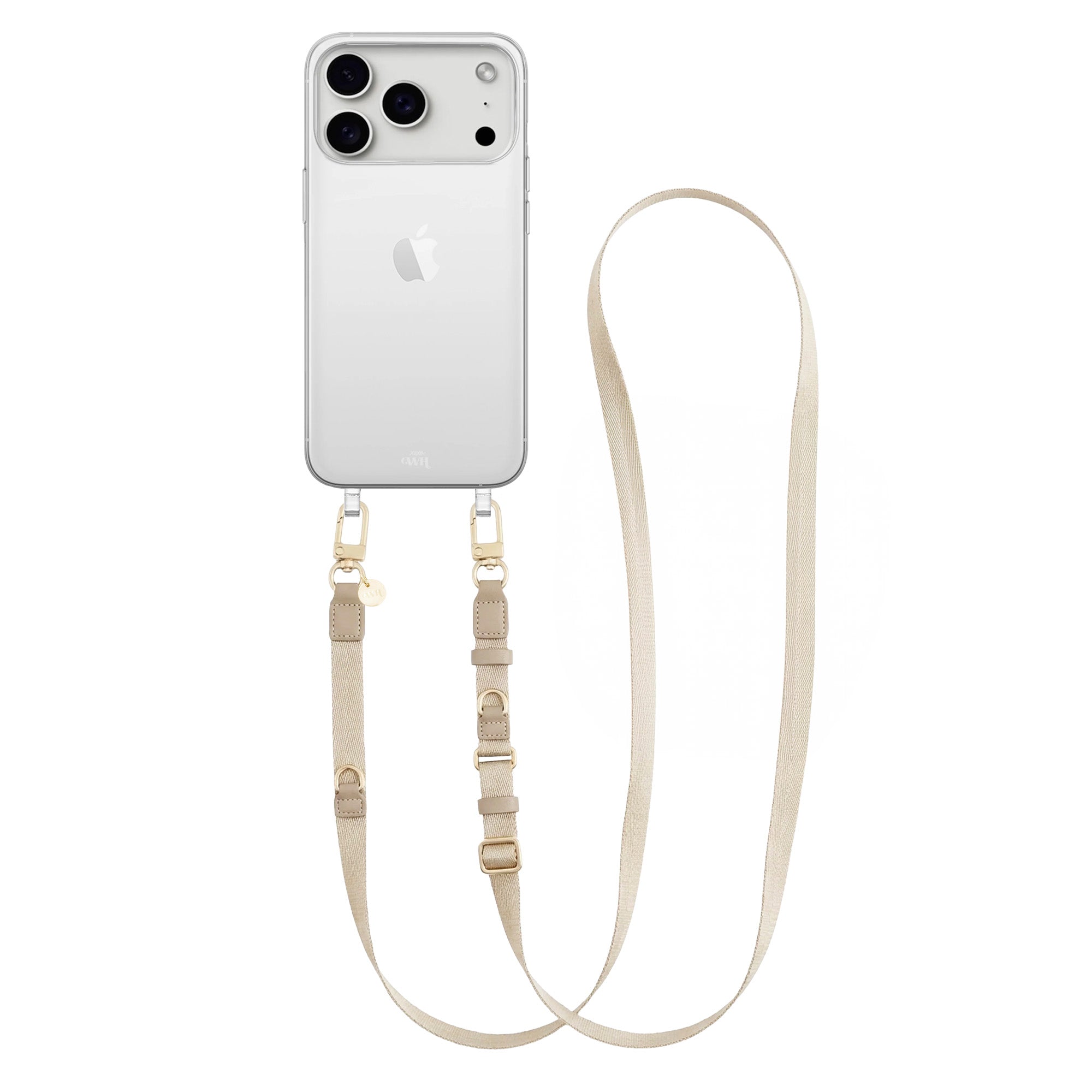iPhone 17 Pro Max - Lanyard strap - Beige - Transparant Cord Case