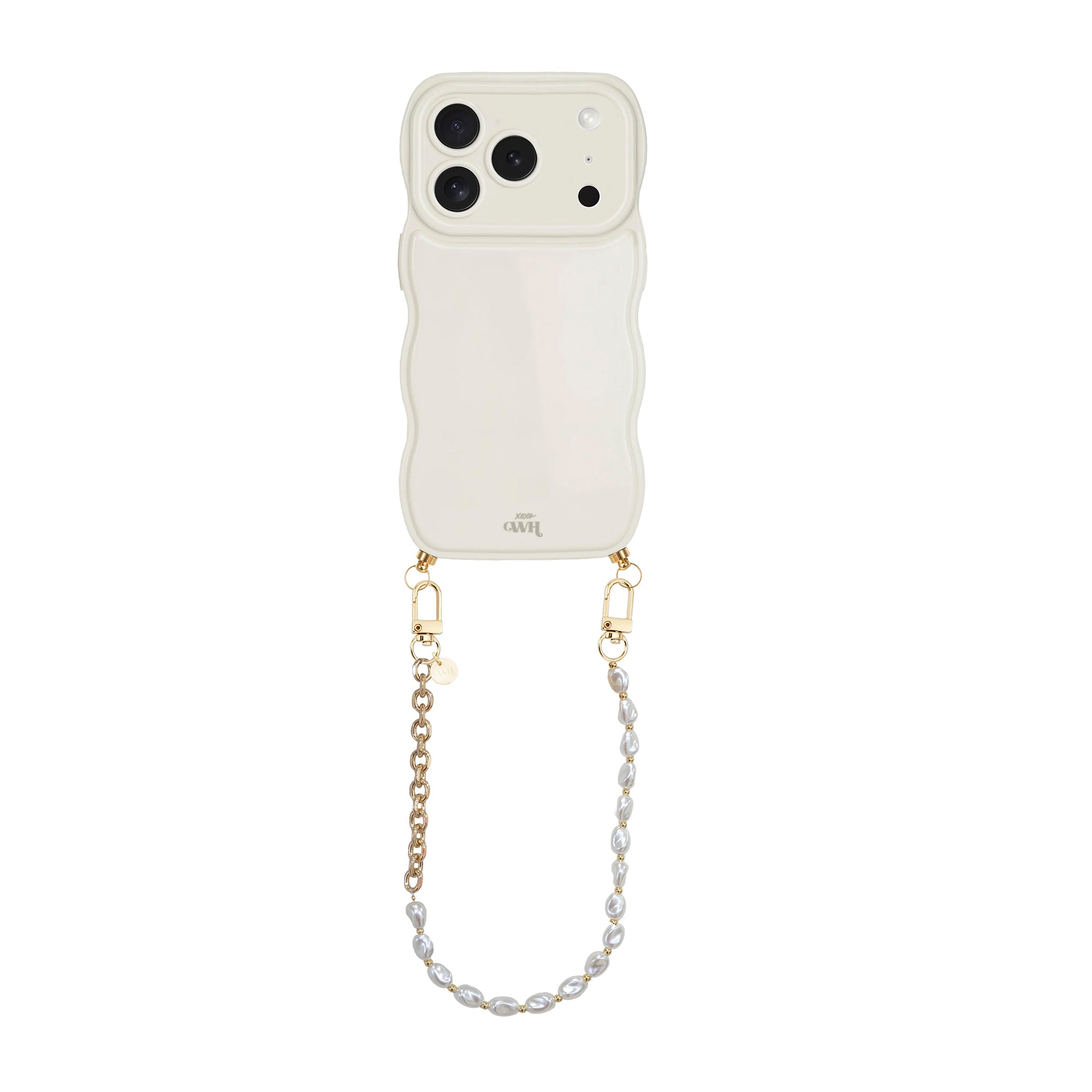 xoxo Wildhearts Glossy Wavy Cord Case Beige - Over The Moon (short) - iPhone 17 Pro Max