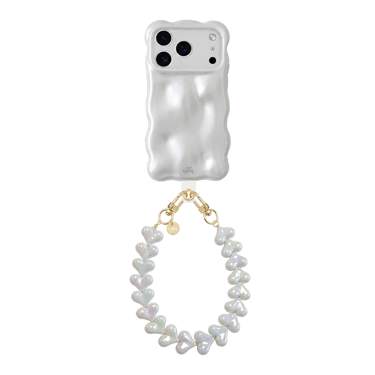 Bubbly case White - Funky Hearts Cord (White metallic) - iPhone 17 Pro Max
