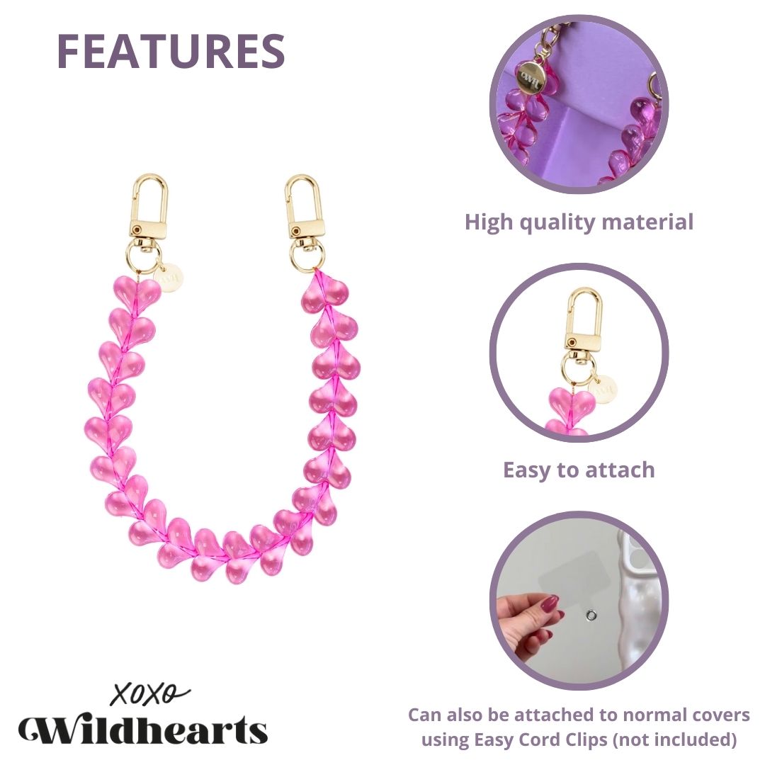 xoxo Wildhearts - Funky Hearts Charm Cord (transparent pink)
