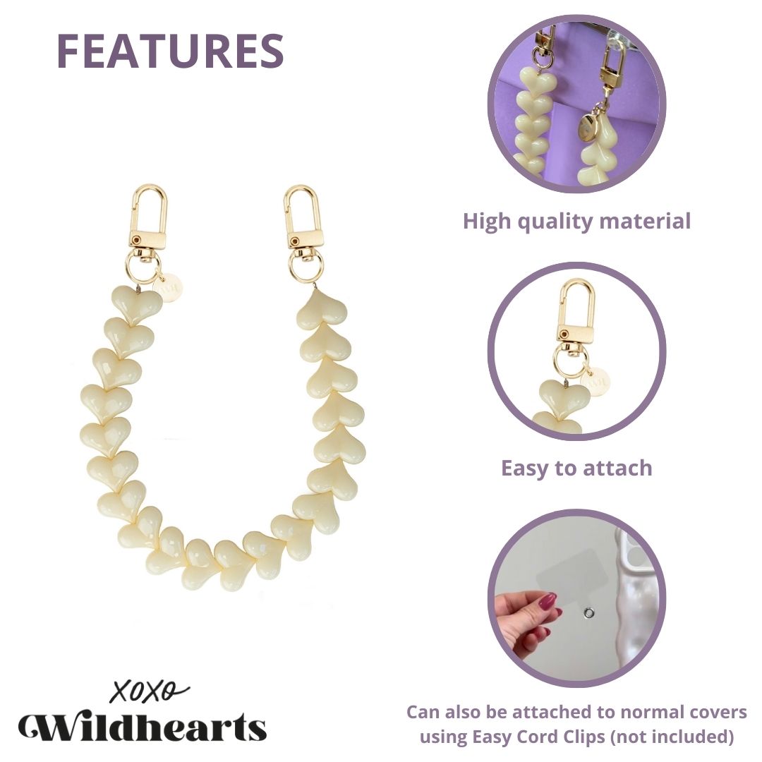 xoxo Wildhearts - Funky Hearts Charm Cord (creme)