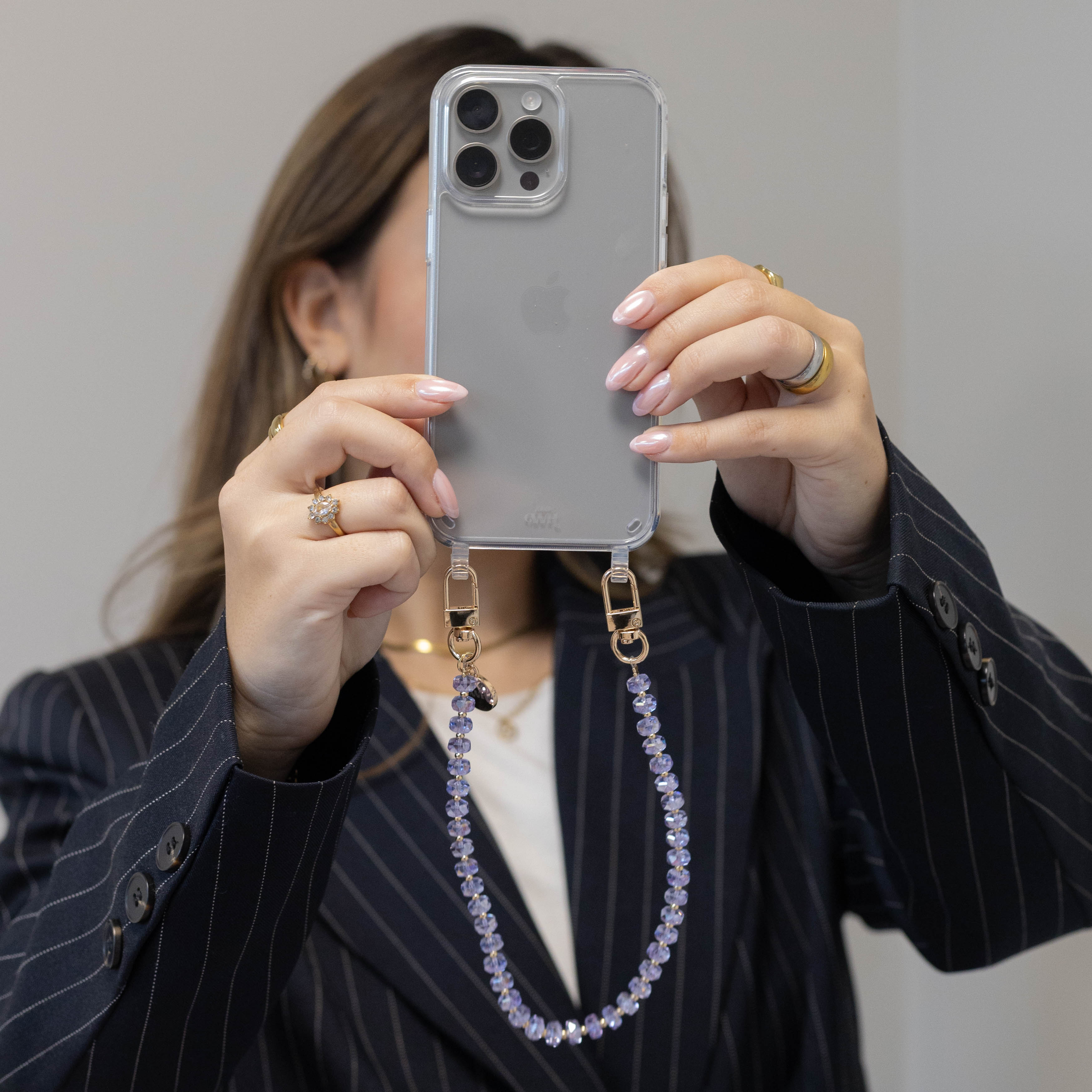 xoxo Wildhearts iPhone 17 Pro Max - Crystal (Purple) Transparant Cord Case