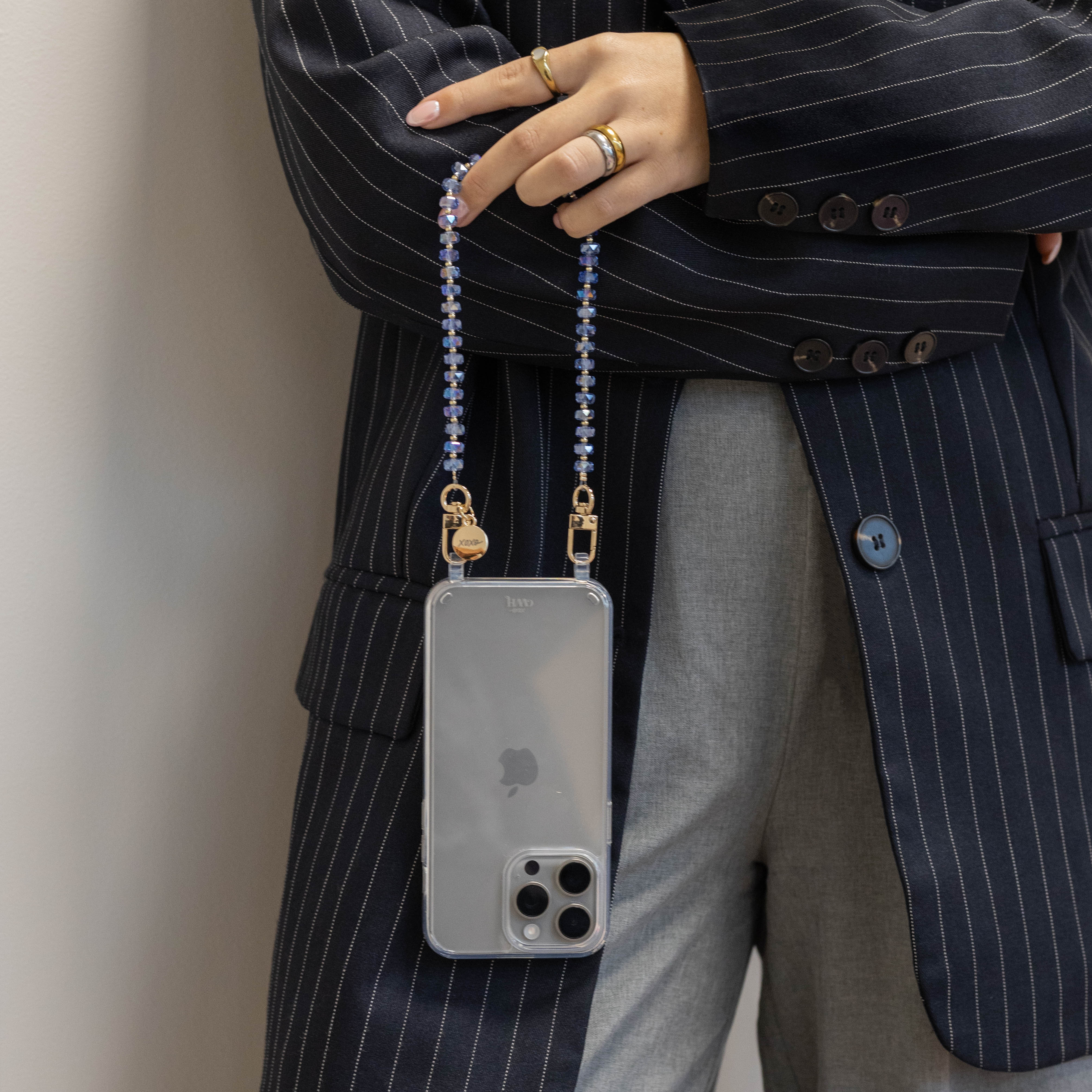 xoxo Wildhearts iPhone 17 - Crystal (Blue) Transparant Cord Case