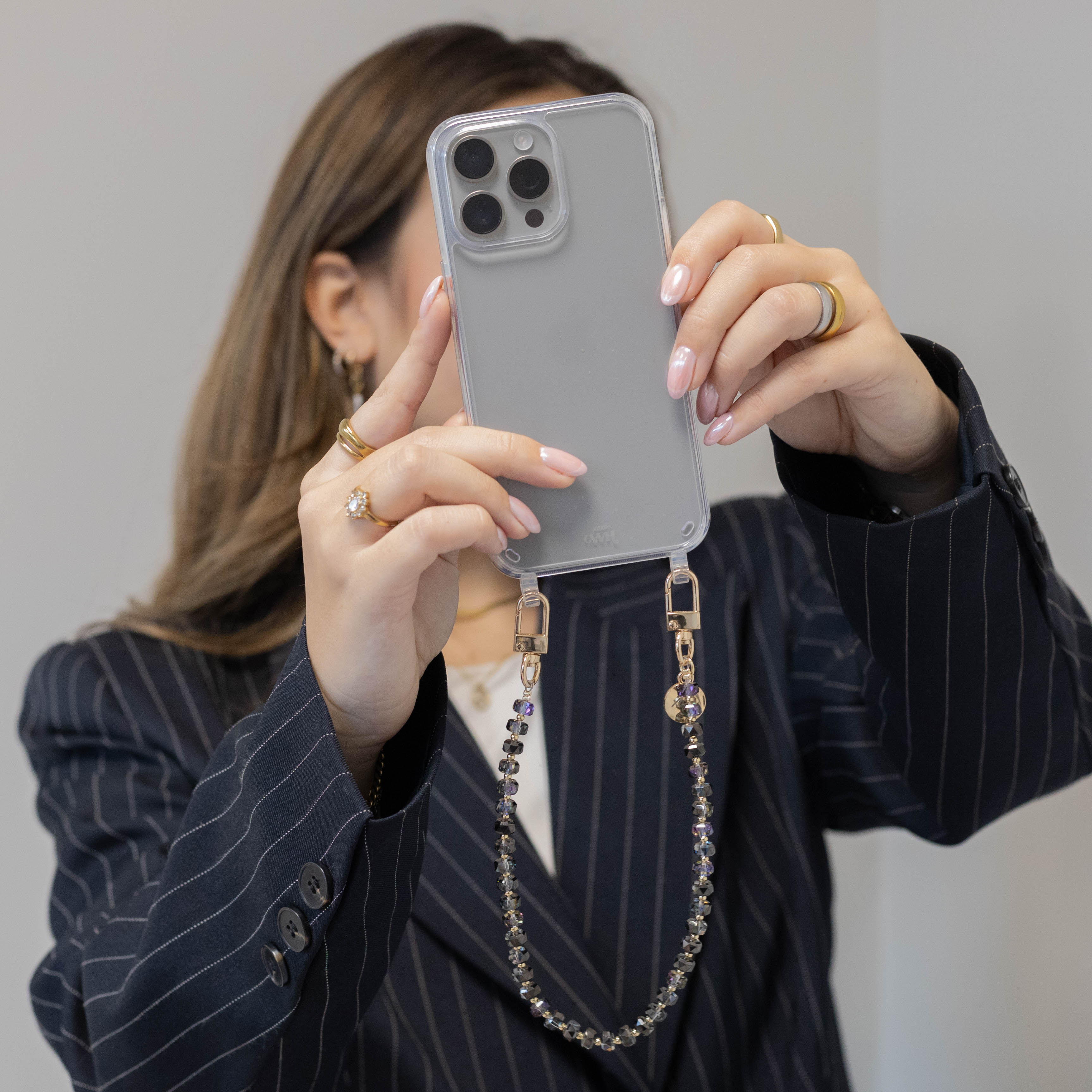 xoxo Wildhearts iPhone 17 Air - Crystal (Black) Transparant Cord Case