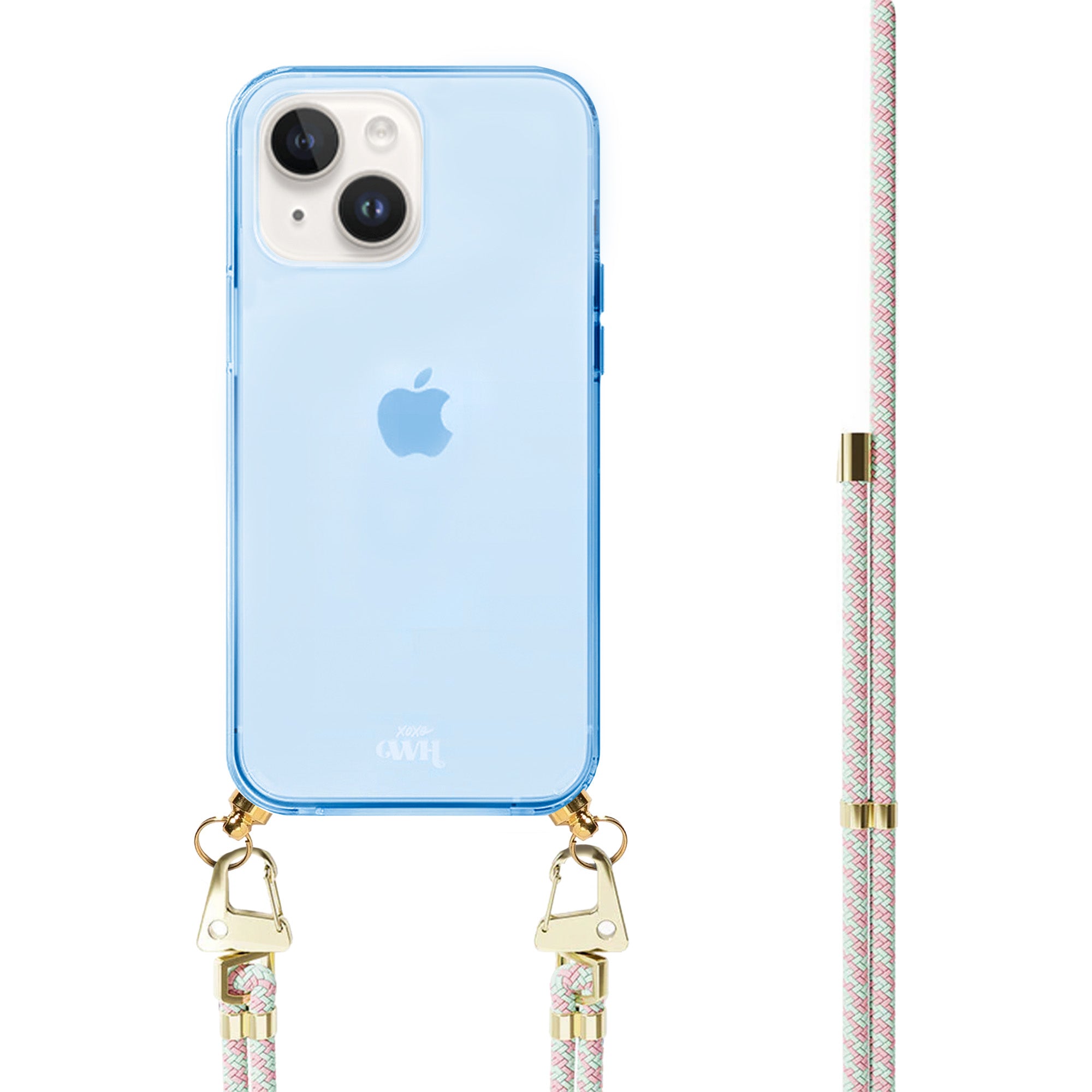 xoxo Wildhearts - iPhone 14 - Aqua Pink Cord Case Blue