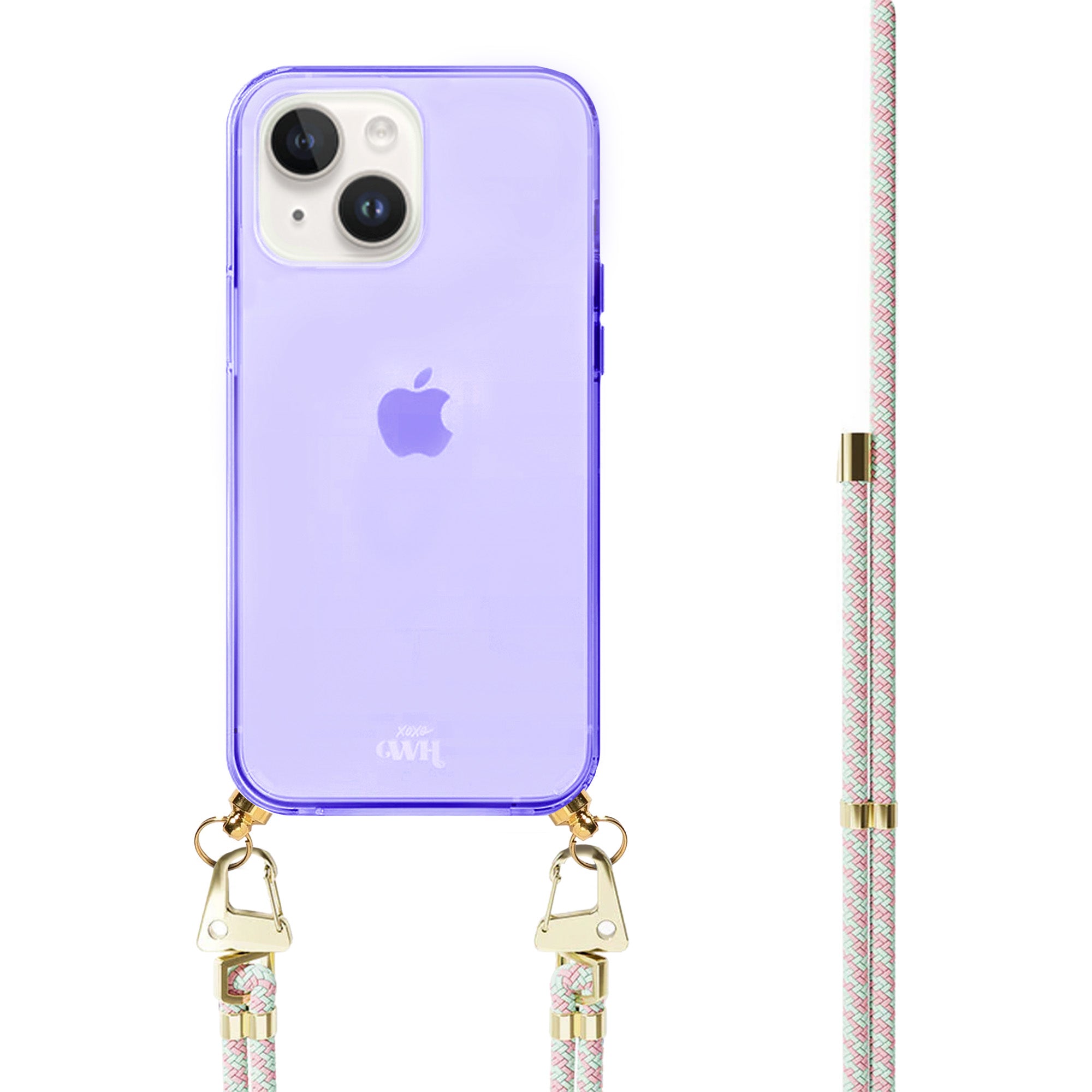 xoxo Wildhearts - iPhone 15 - Aqua Pink Cord Case Purple