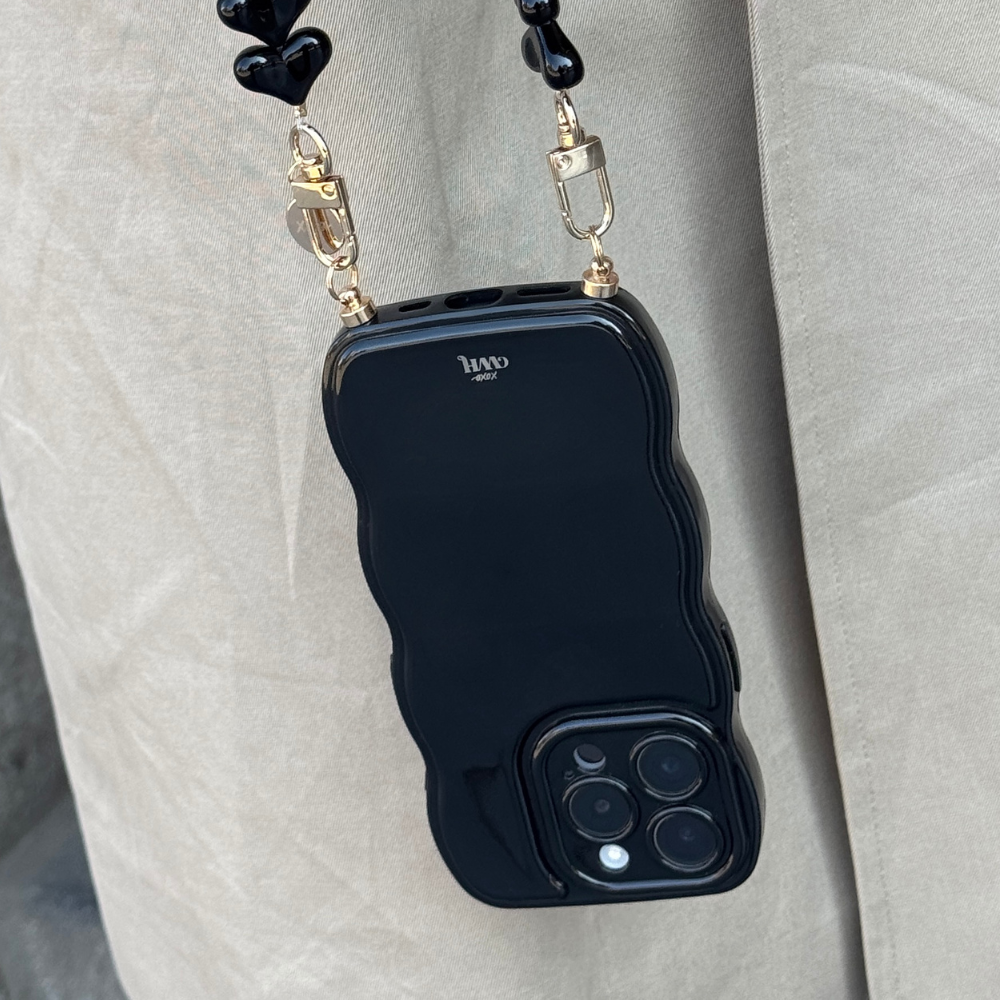 xoxo Wildhearts Glossy Wavy Cord Case Black - iPhone 16 Pro Max