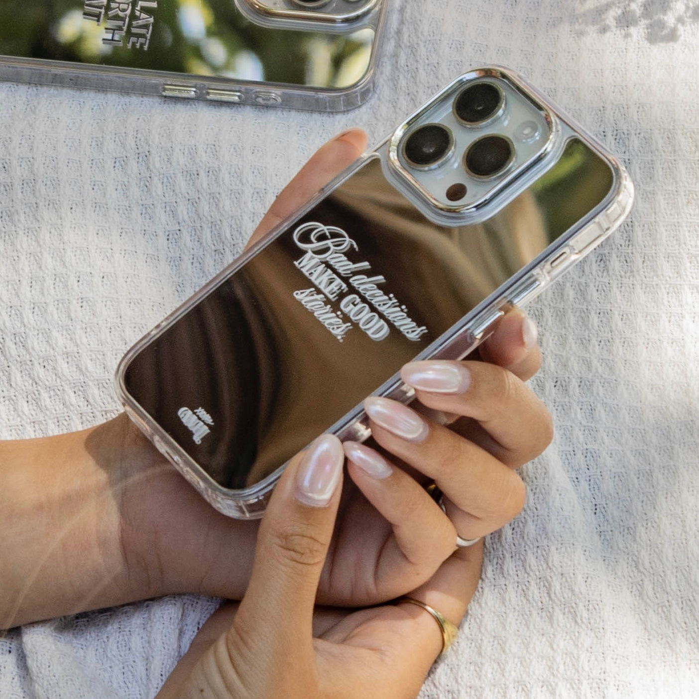 xoxo Wildhearts iPhone 15 Pro - Bad Decisions Mirror Case