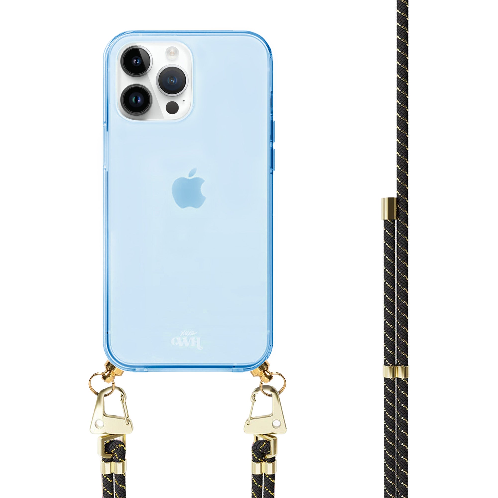 xoxo Wildhearts - iPhone 14 Pro Max - Gold Goddess Cord Case Blue