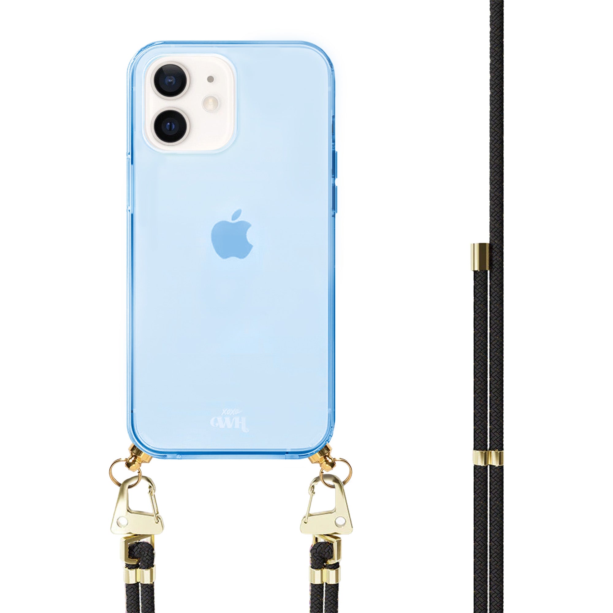 xoxo Wildhearts - iPhone 12 - Black & Gold Cord Case Blue