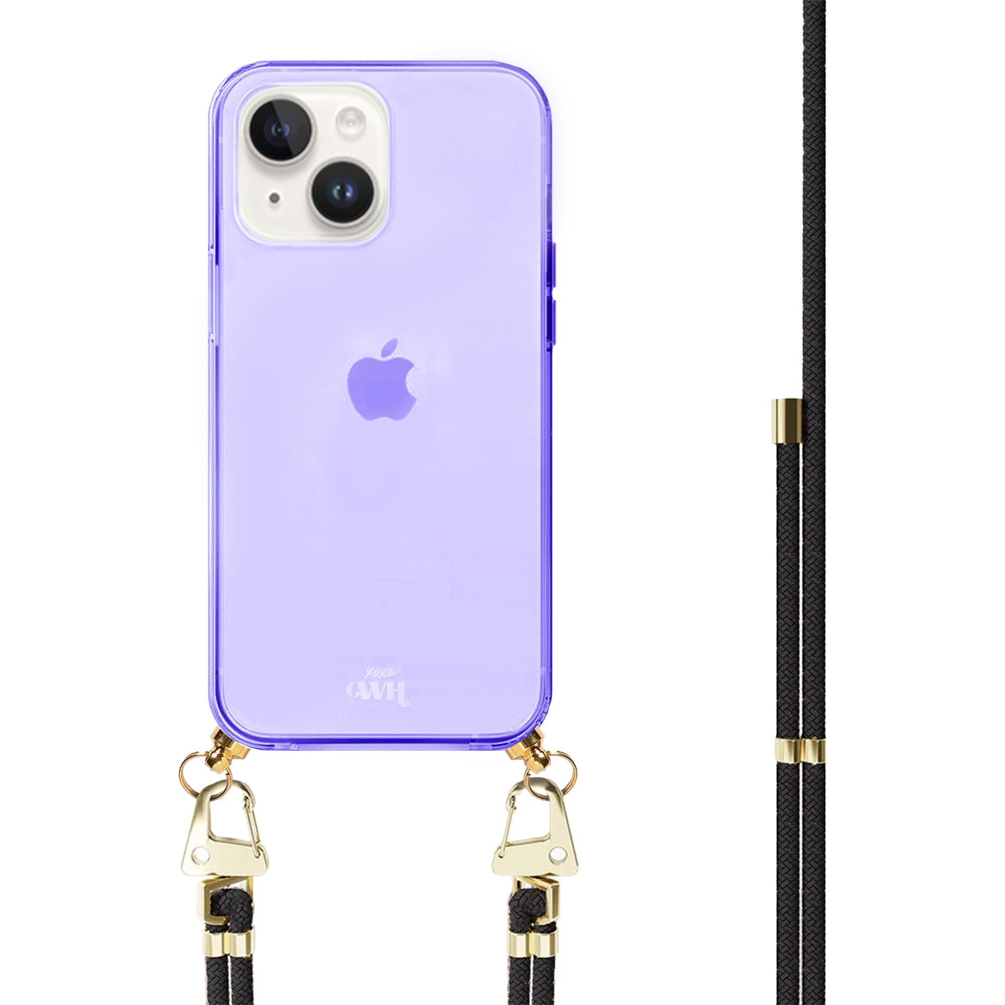 xoxo Wildhearts - iPhone 15 - Black & Gold Cord Case Purple