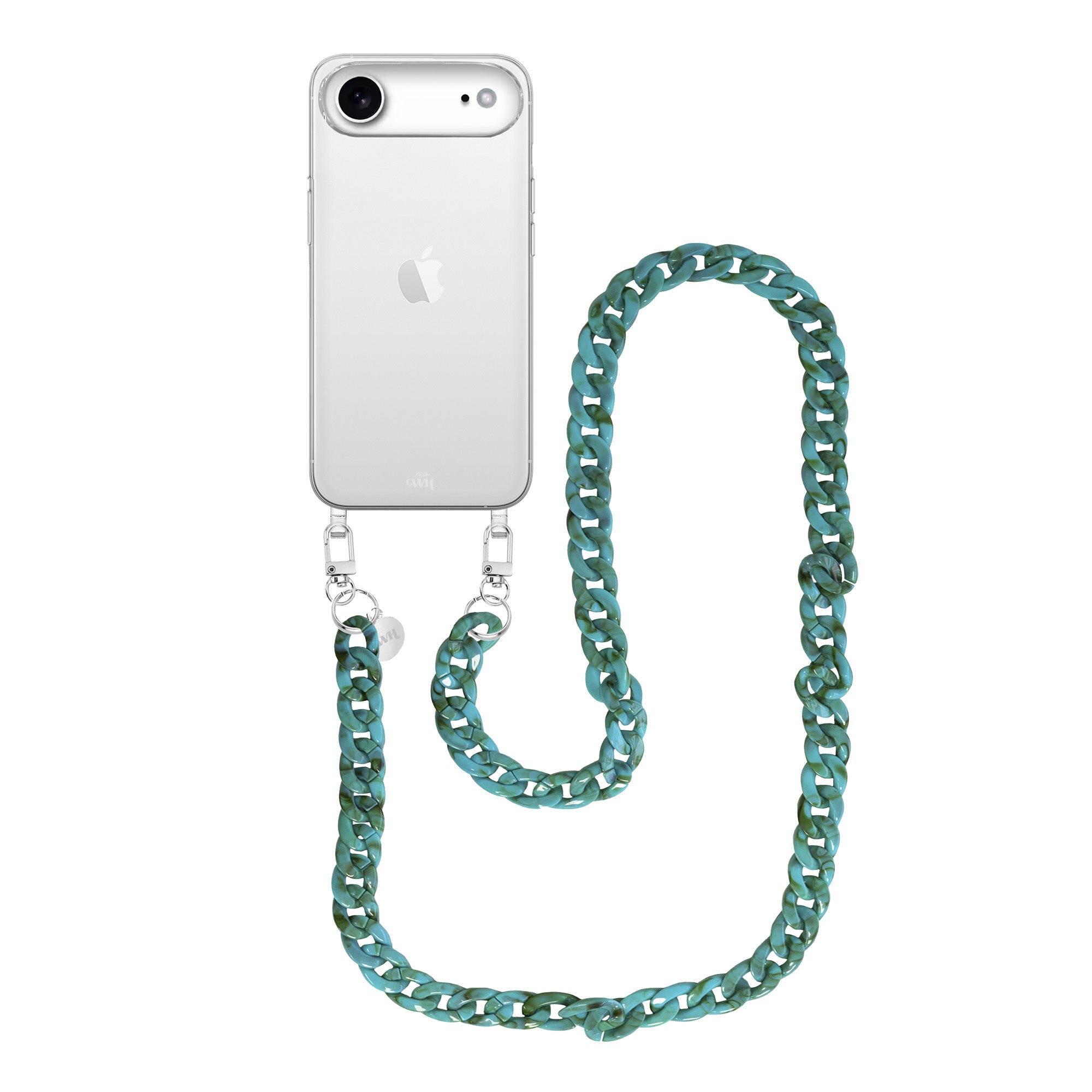 xoxo Wildhearts iPhone 17 Air - Blue Ocean Transparant Cord Case - Long Cord