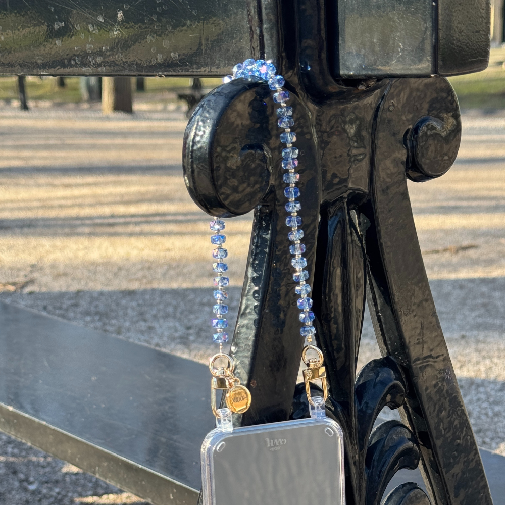 xoxo Wildhearts iPhone 17 Pro Max - Crystal (Blue) Transparant Cord Case