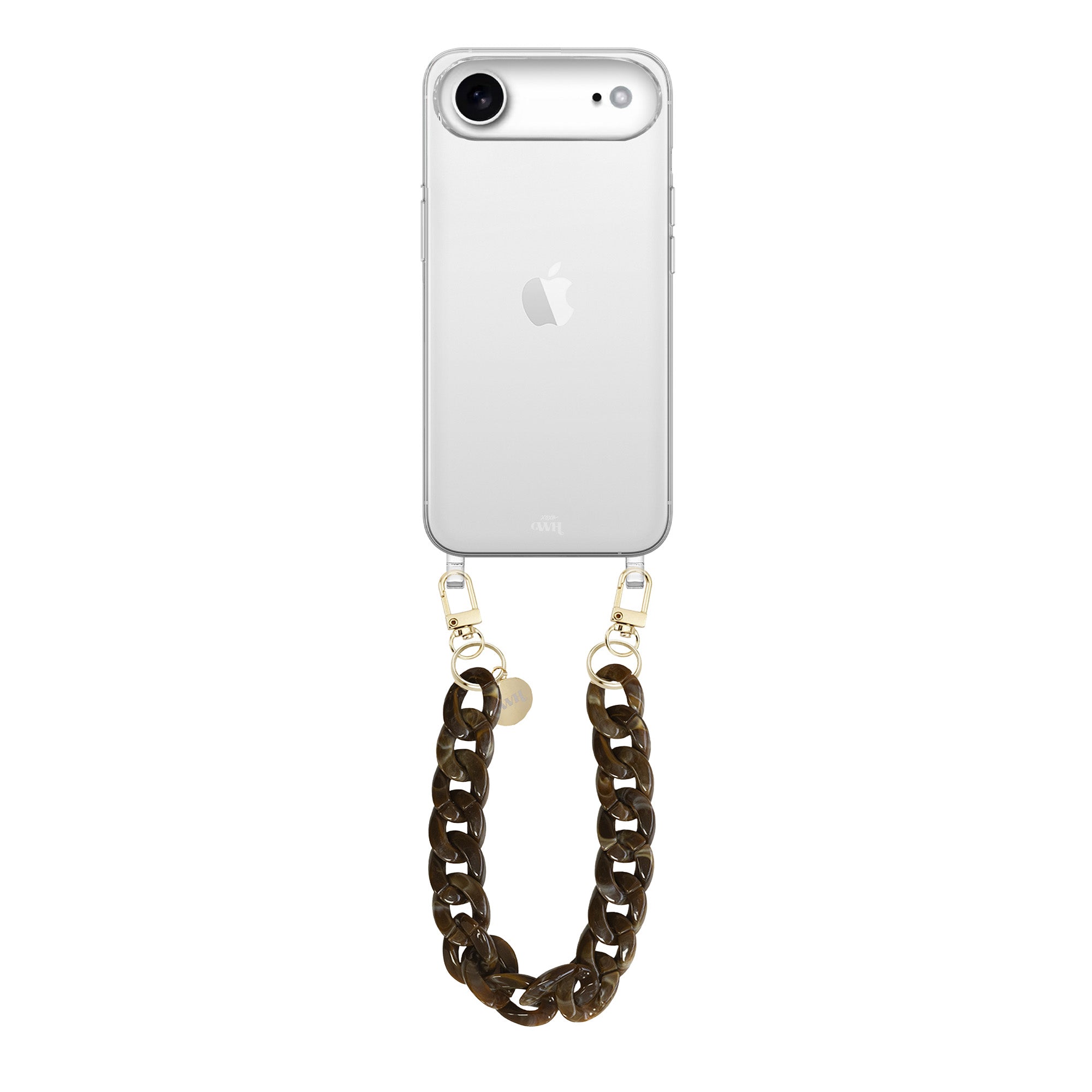 xoxo Wildhearts iPhone 17 Air - Brown Chocolate Transparant Cord Case - Short Cord
