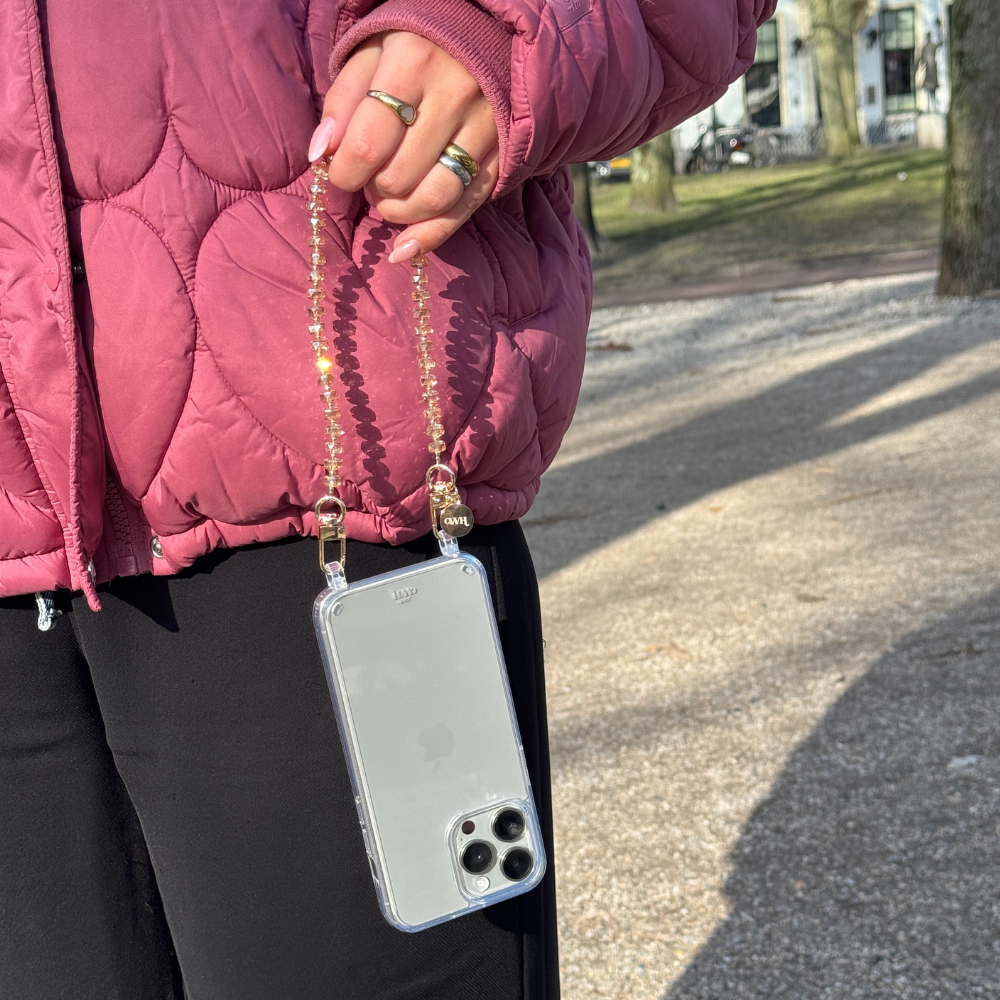 xoxo Wildhearts iPhone 17 Pro - Crystal (Brown) Transparant Cord Case