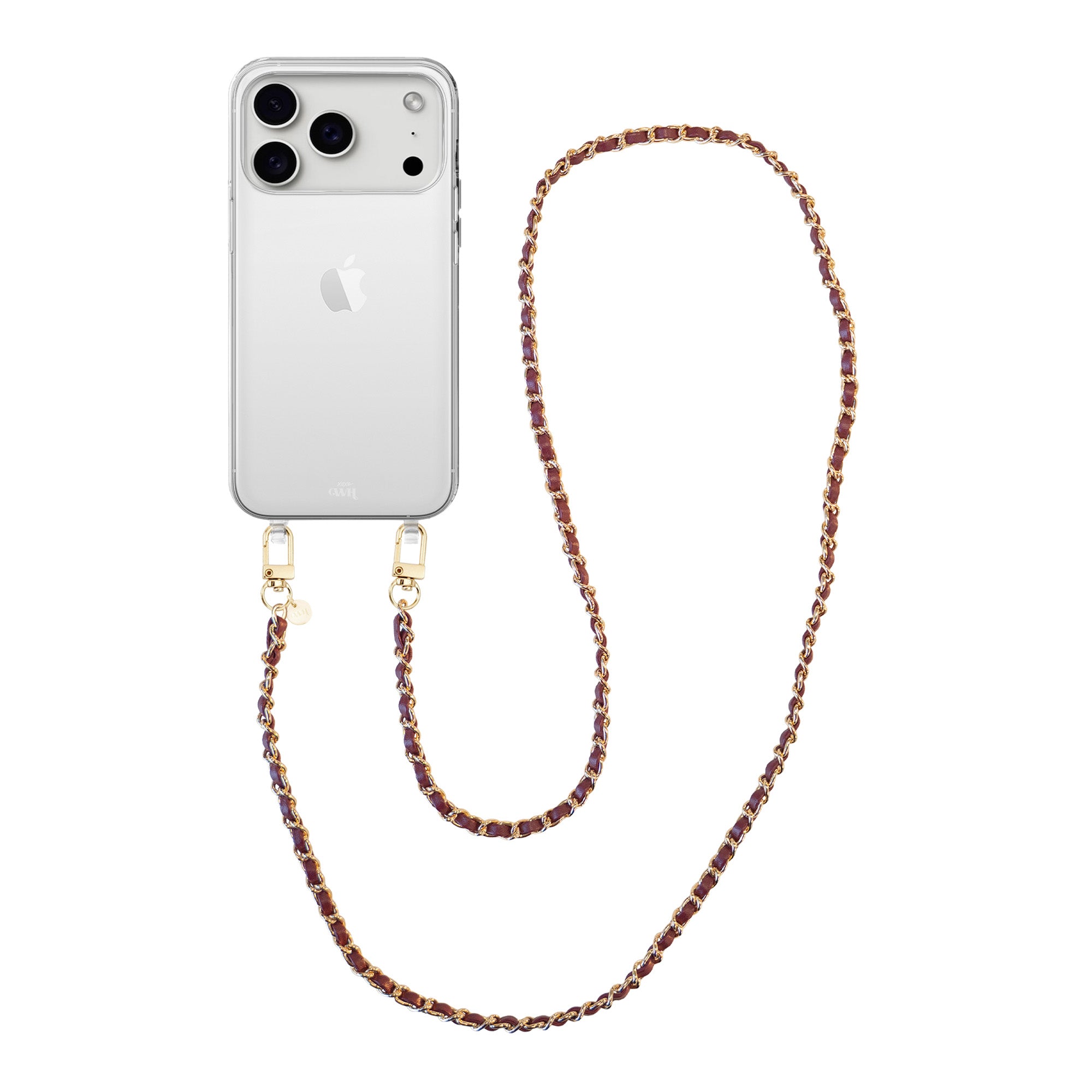 xoxo Wildhearts iPhone 17 Pro Max - Classic Chain - Burgundy (long) Transparant Cord Case