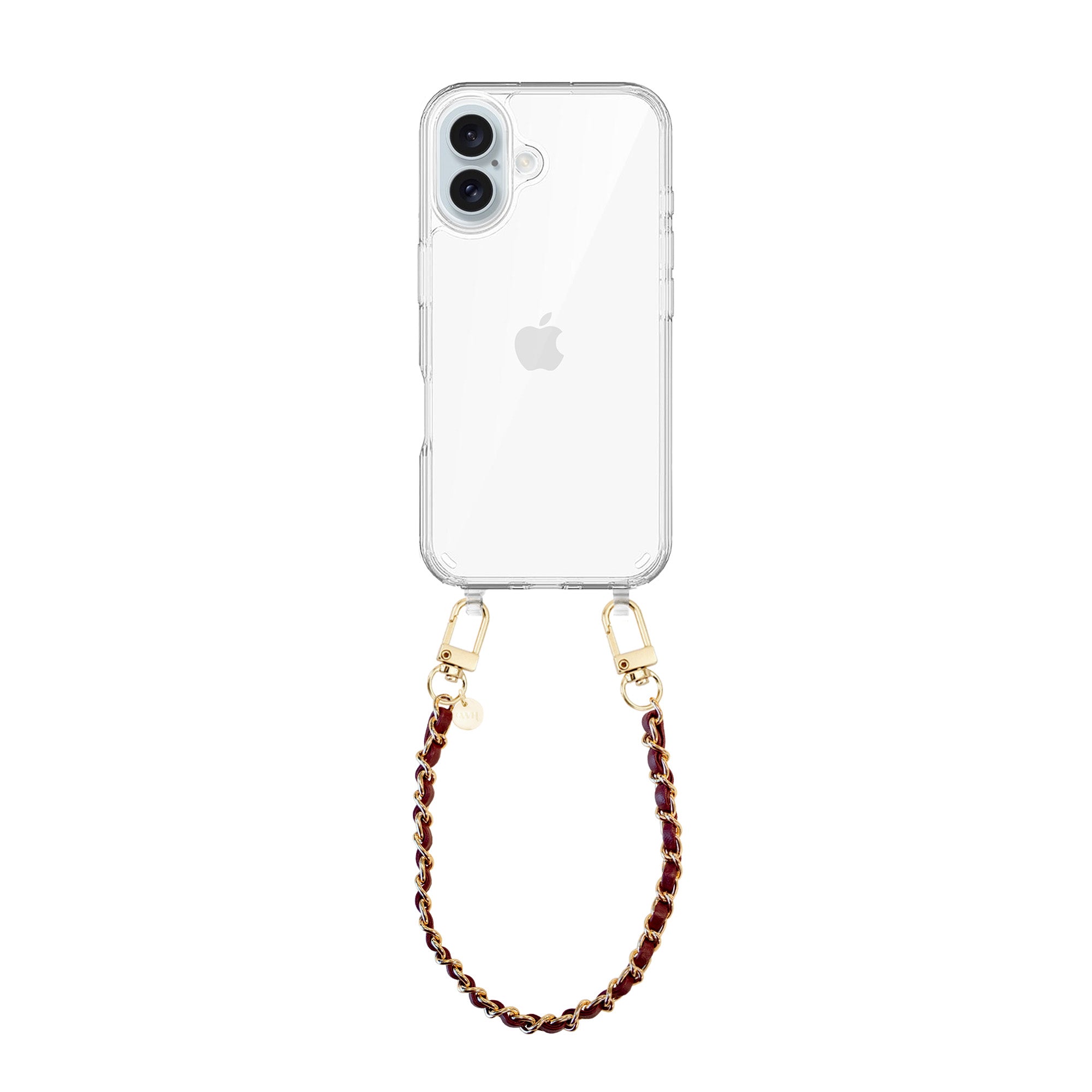 xoxo Wildhearts iPhone 16 Plus - Classic Chain - Burgundy (short) Transparant Cord Case