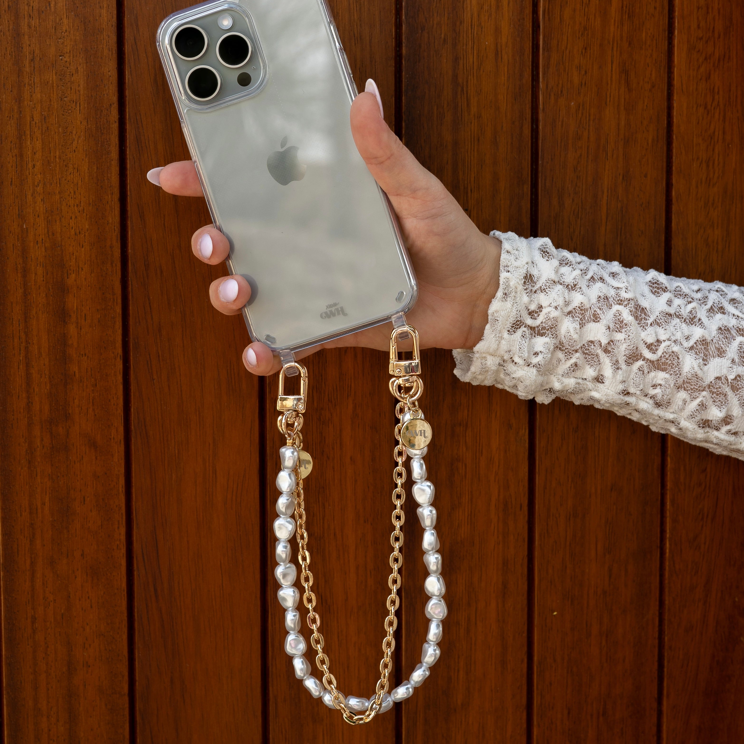 xoxo Wildhearts - iPhone 14 Plus - Dreamy Transparant Cord Case - Short Cord
