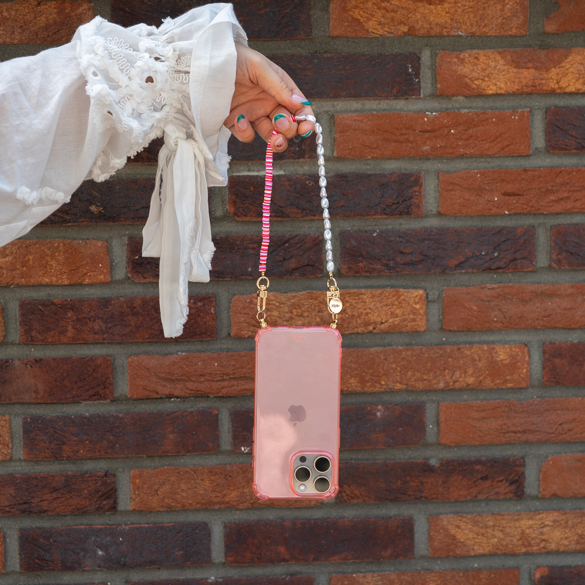 xoxo Wildhearts - iPhone 14 - Island Girl Cord Case Pink - Short Cord