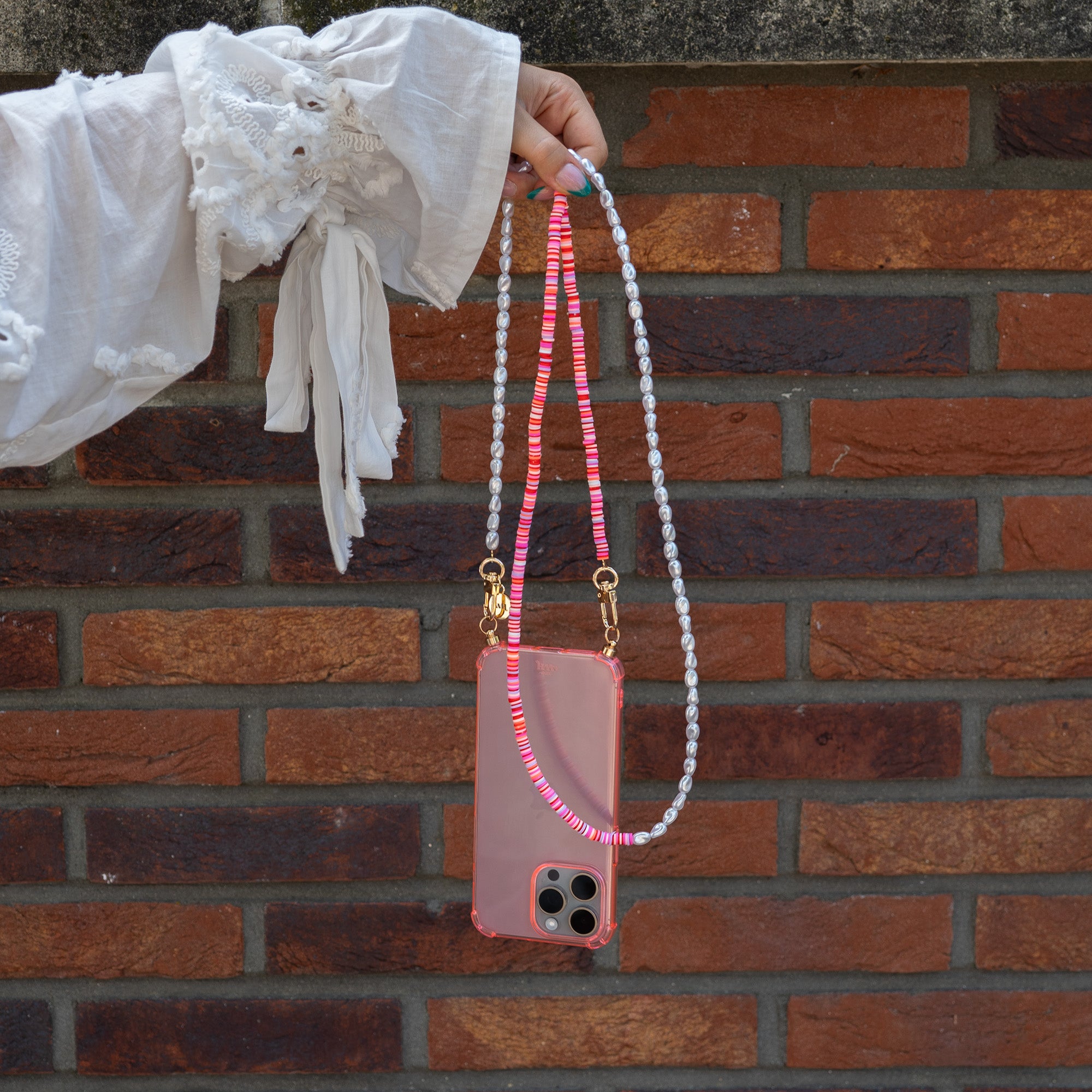 xoxo Wildhearts - iPhone 15 - Island Girl Cord Case Pink - Long Cord